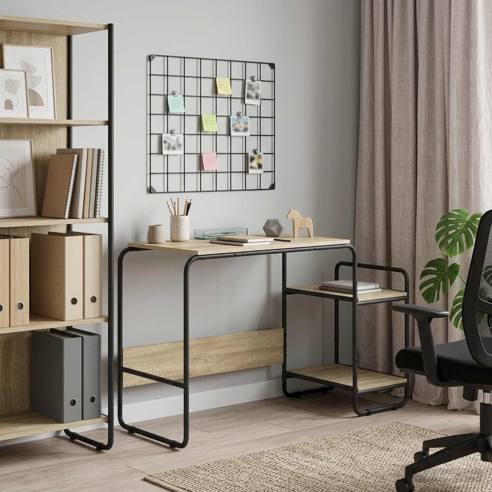 Desk with Storage Sonoma Oak 131.5 x 50 x 75.5 cm