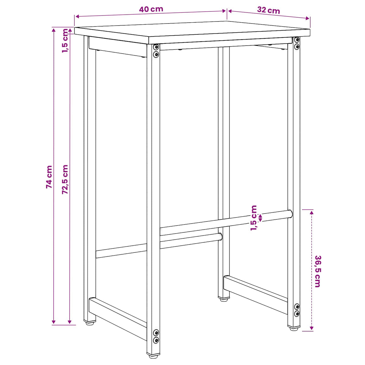 Bar Stool Black Oak 40 x 32 x 74 cm Engineered Wood