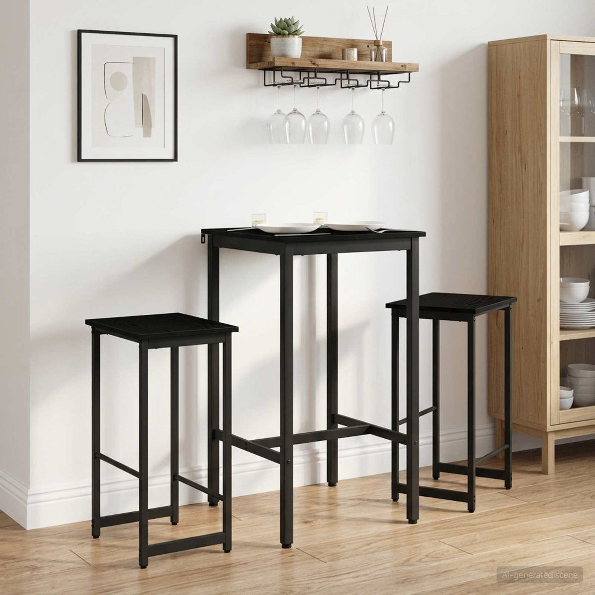 Bar Stool 2 pcs Black Oak 40 x 32 x 74 cm Engineered Wood