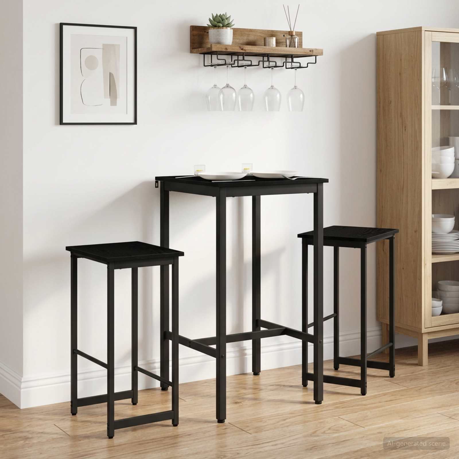 Bar Stool 2 pcs Black Oak 40 x 32 x 74 cm Engineered Wood