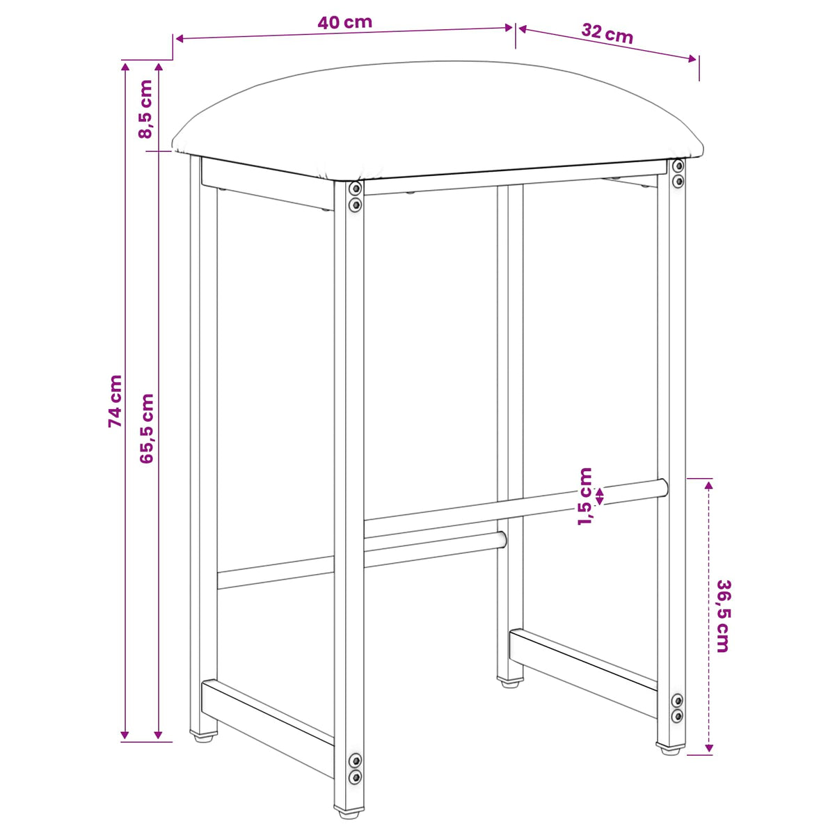 Bar Stool Dark Grey 40 x 32 x 74 cm Engineered Wood