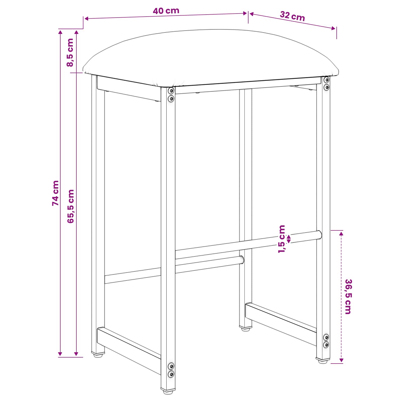 Bar Stool Dark Grey 40 x 32 x 74 cm Engineered Wood