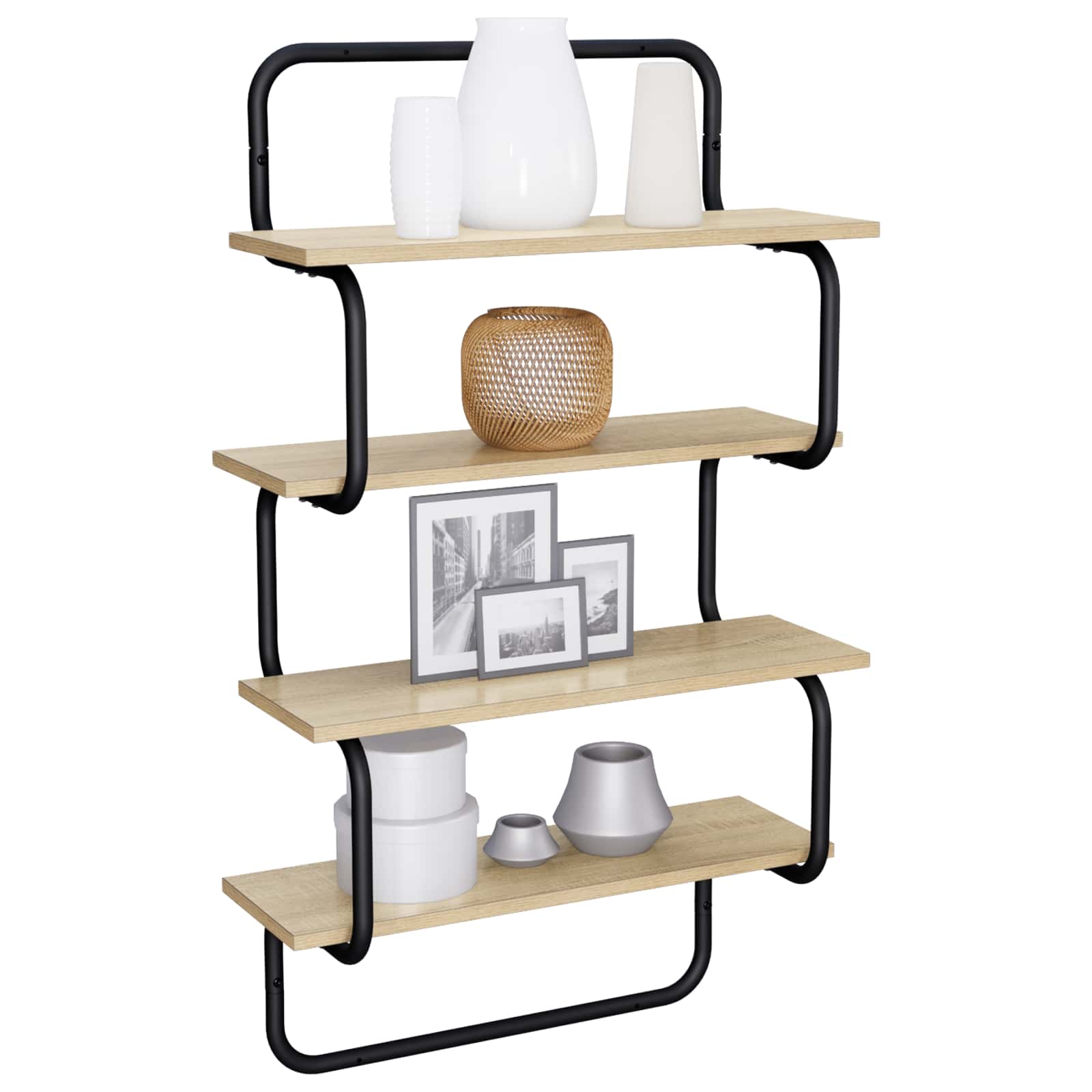 4-Tier Wall Shelf Sonoma Oak 40 x 24.5 x 104 cm Engineered Wood