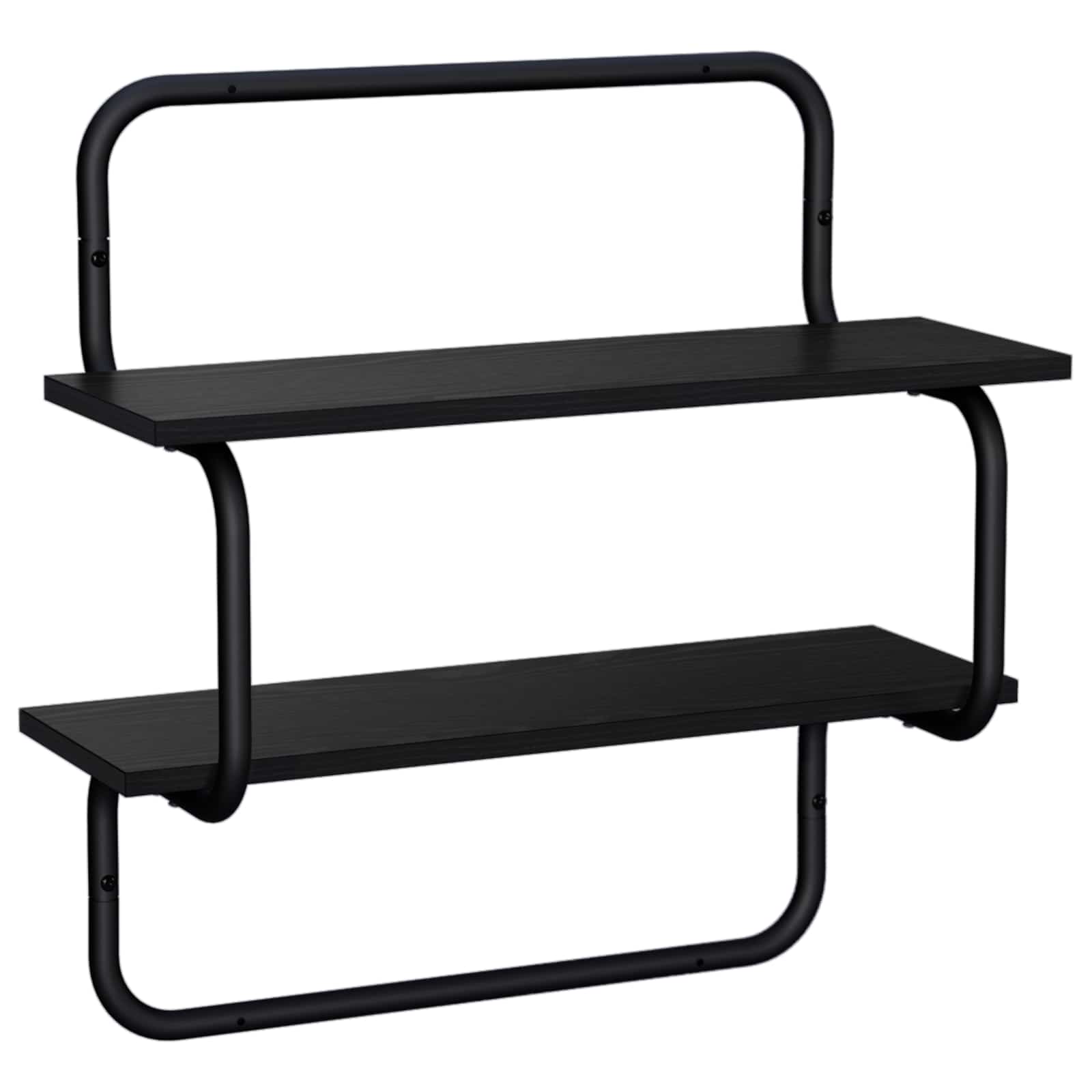 2-Tier Wall Shelf Black Oak 60 x 24.5 x 61 cm Engineered Wood