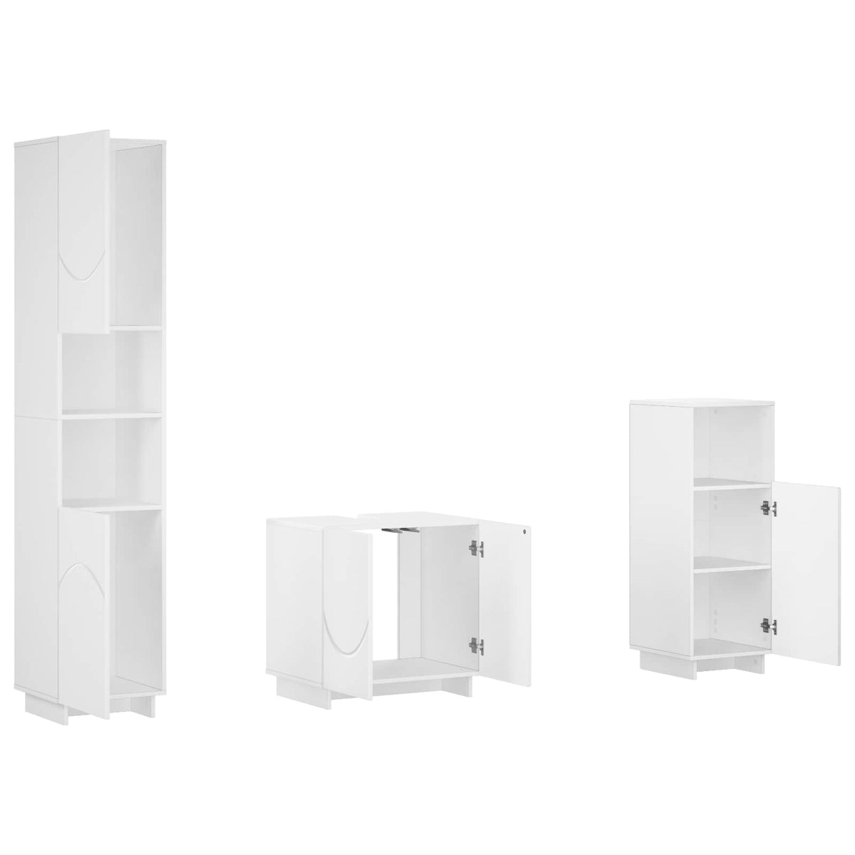 Bathroom Cabinet Set 3 pcs White Engineered Wood