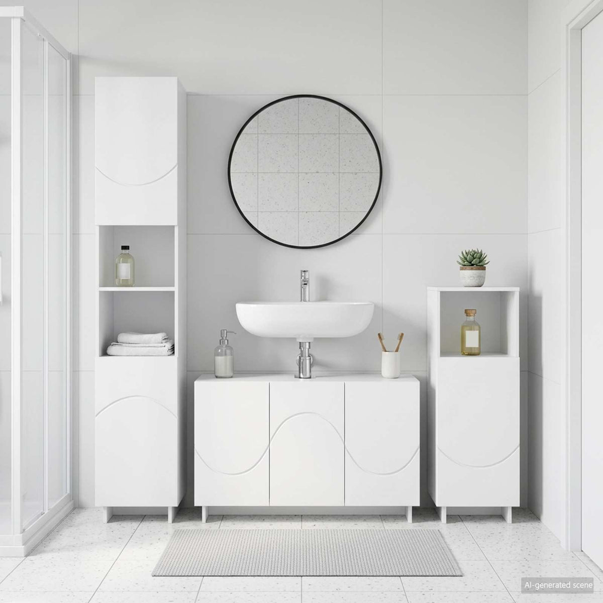 Bathroom Cabinet Set 3 pcs White Engineered Wood