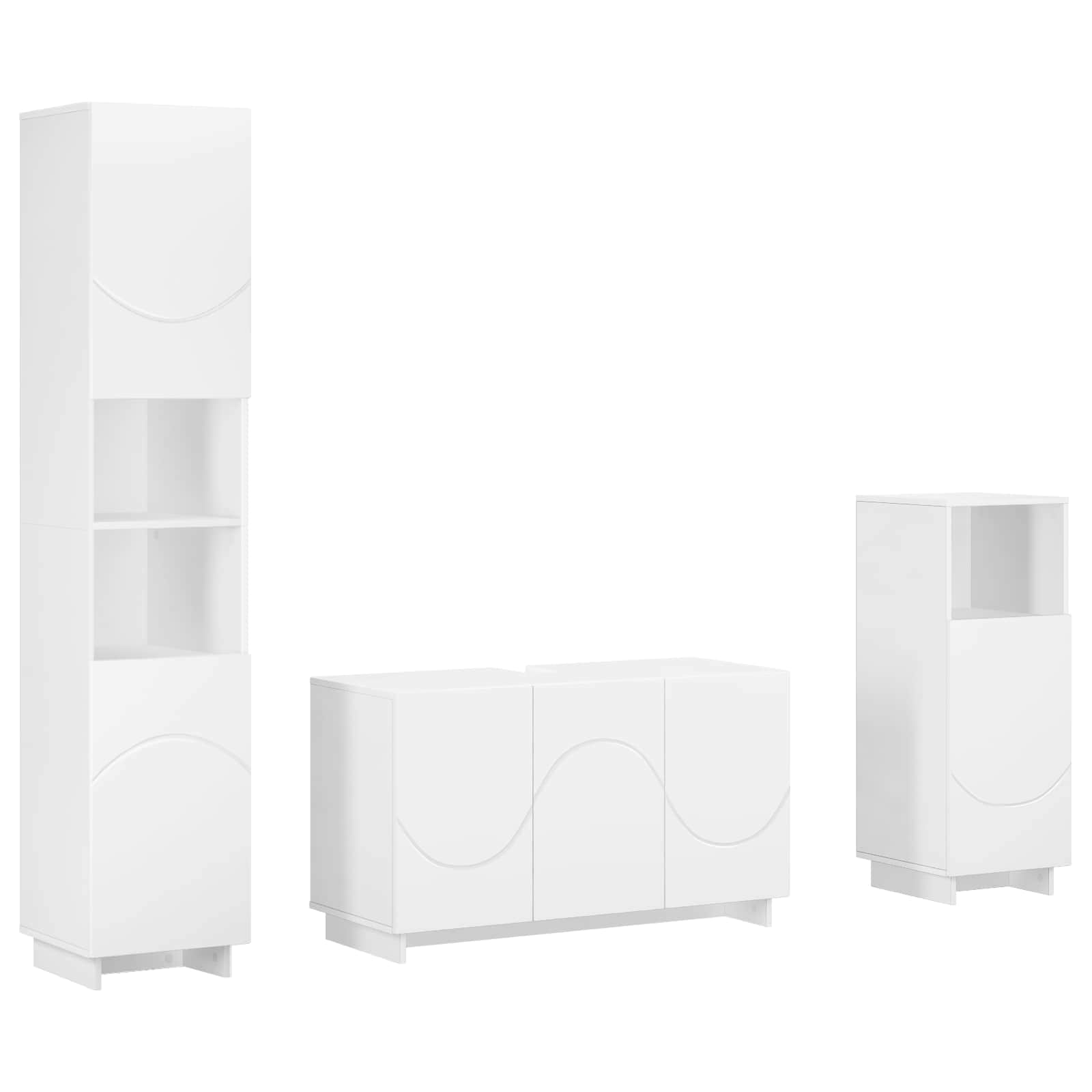 Bathroom Cabinet Set 3 pcs White Engineered Wood
