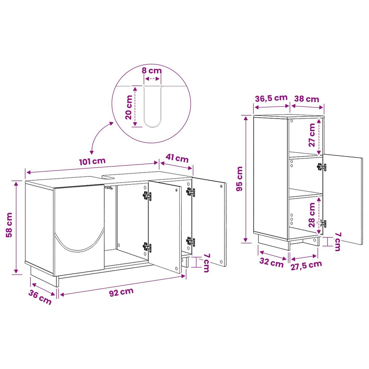 Bathroom Cabinet Set 2 pcs Sonoma Oak Engineered Wood
