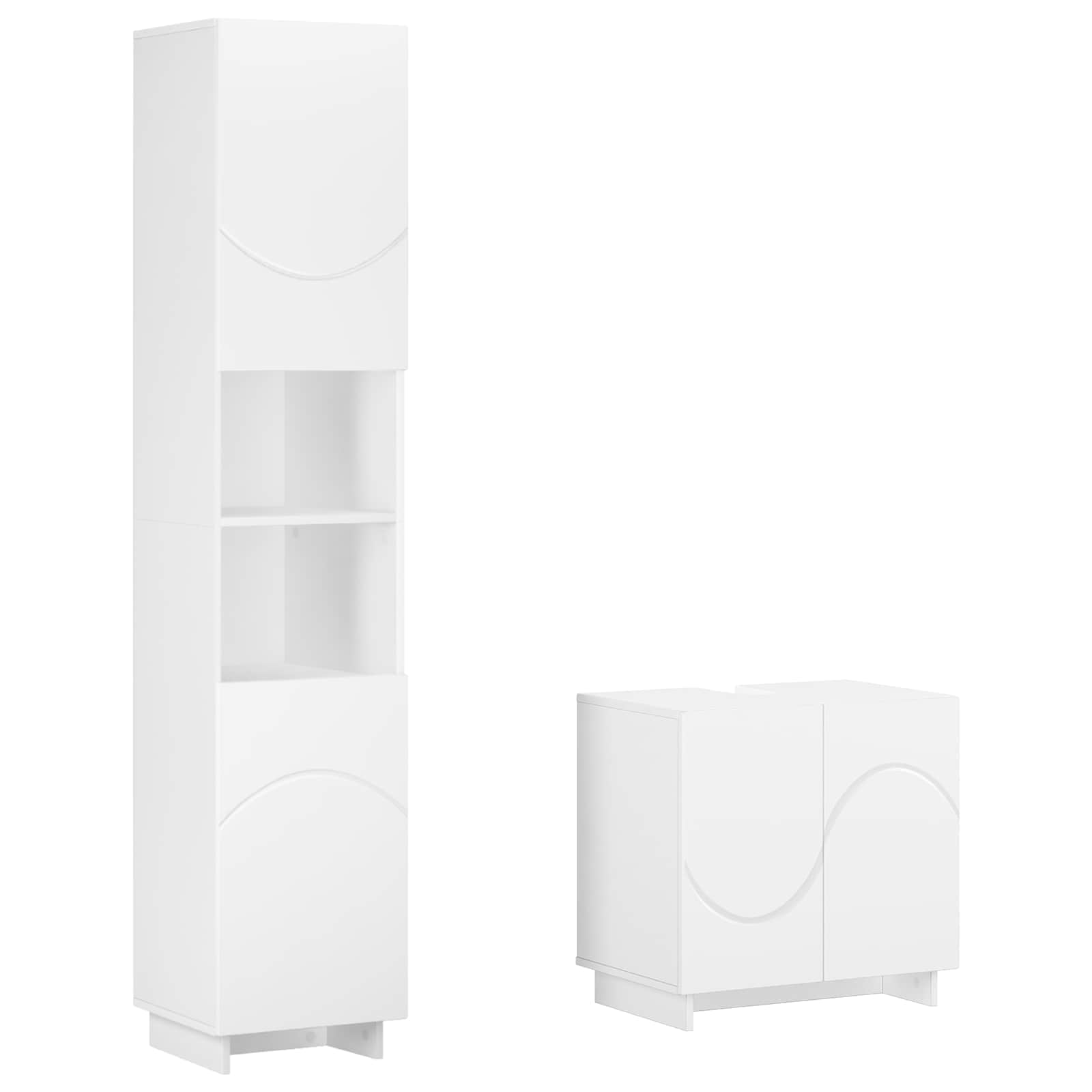 Bathroom Cabinet Set 2 pcs White Engineered Wood