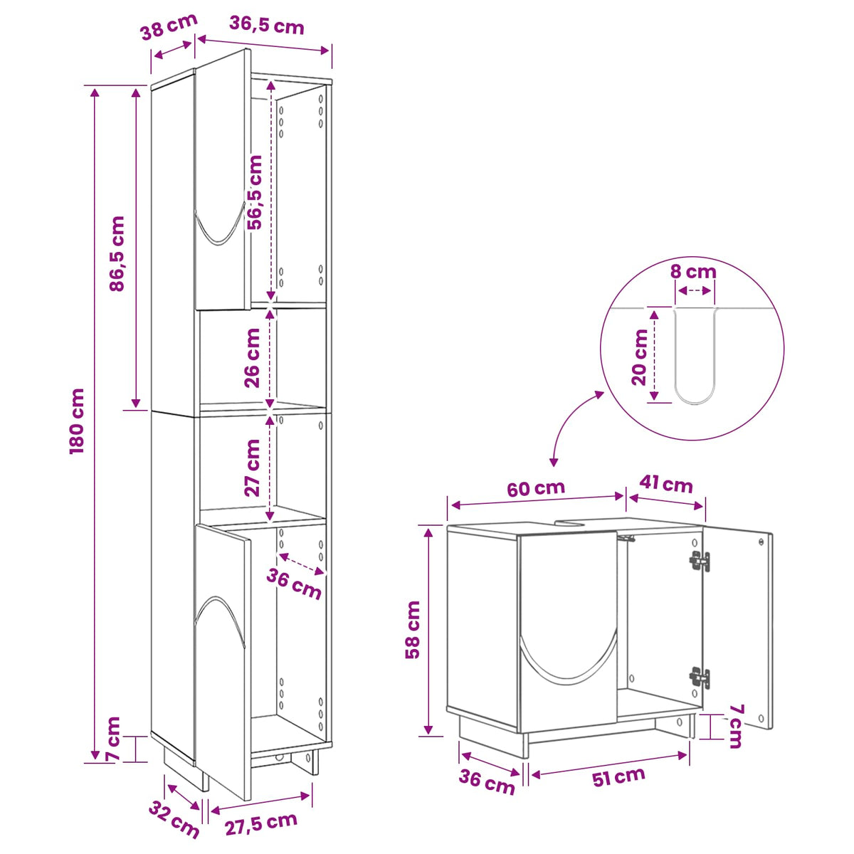 Bathroom Cabinet Set 2 pcs Sonoma Oak Engineered Wood