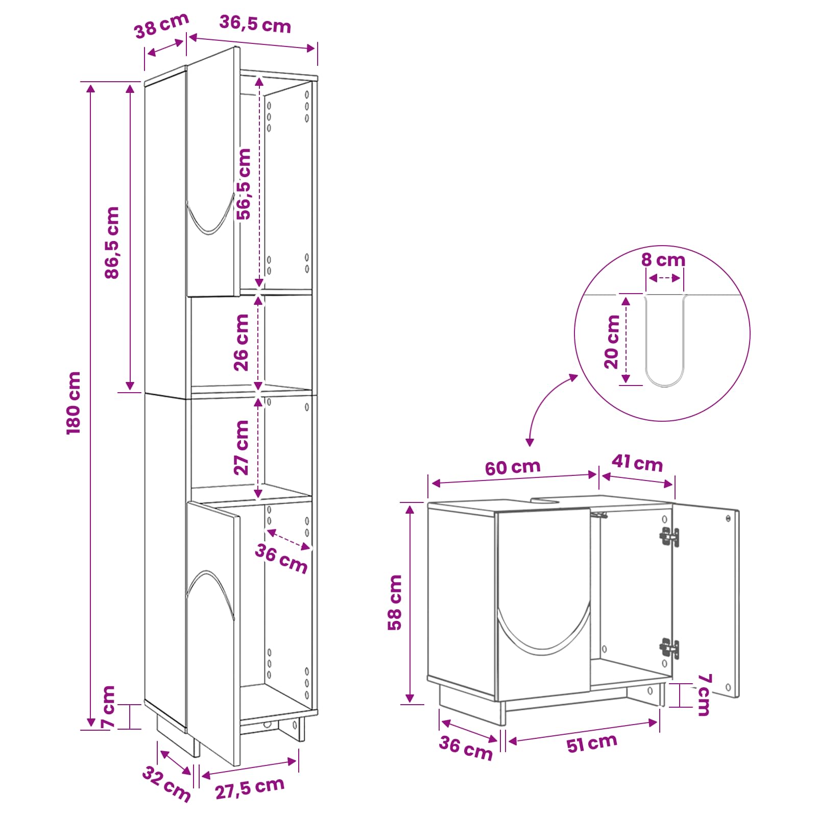 Bathroom Cabinet Set 2 pcs Sonoma Oak Engineered Wood