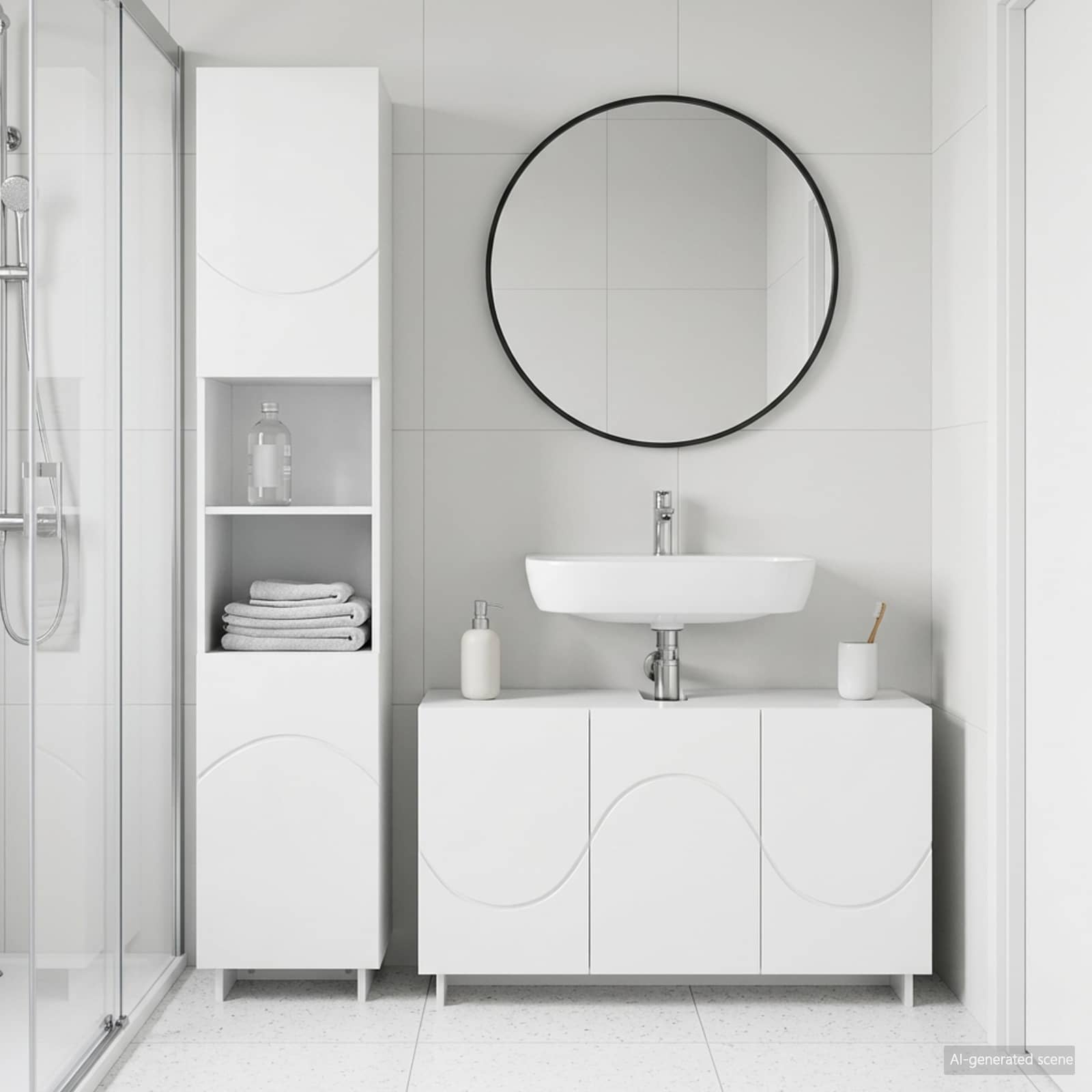Bathroom Cabinet Set 2 pcs White Engineered Wood