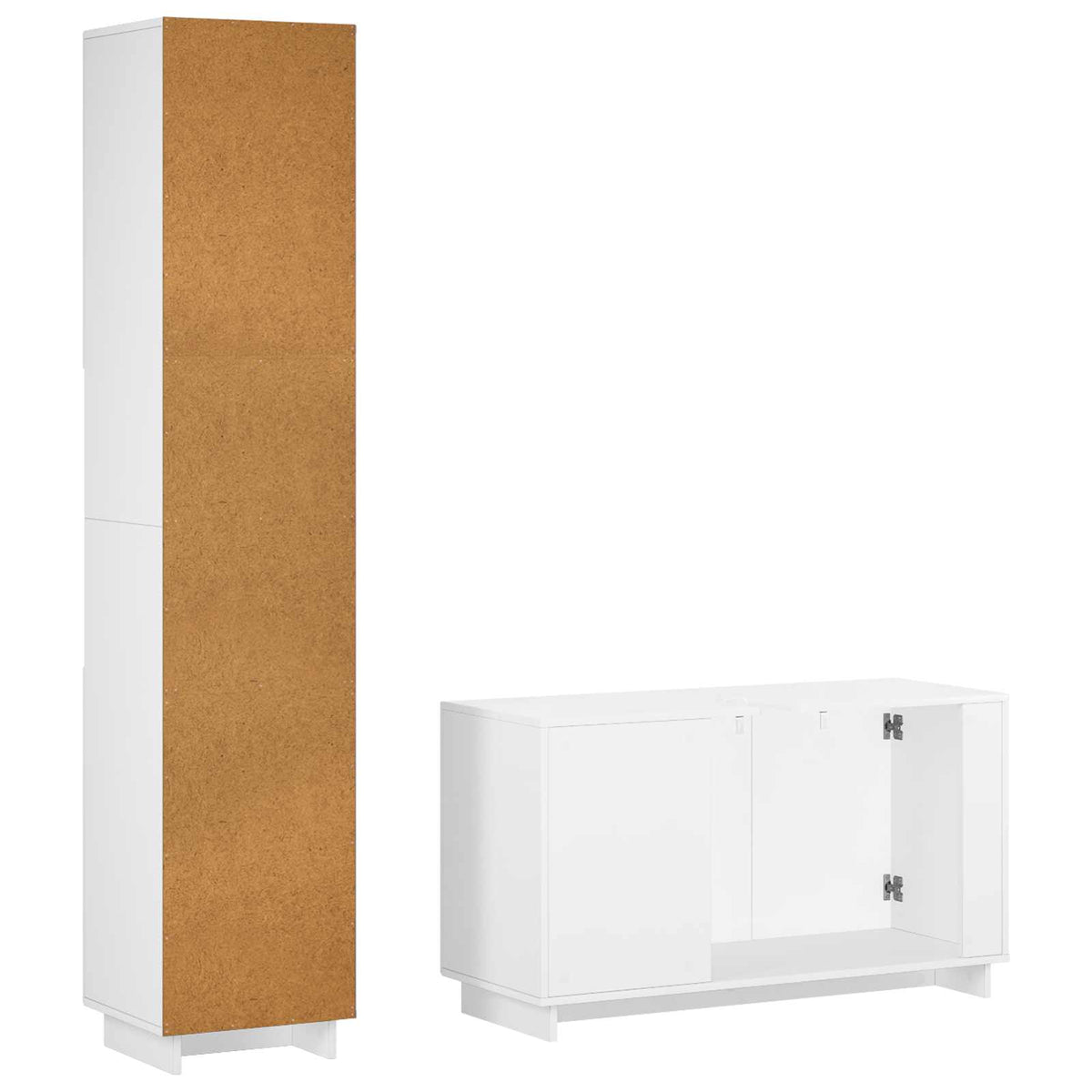 Bathroom Cabinet Set 2 pcs White Engineered Wood
