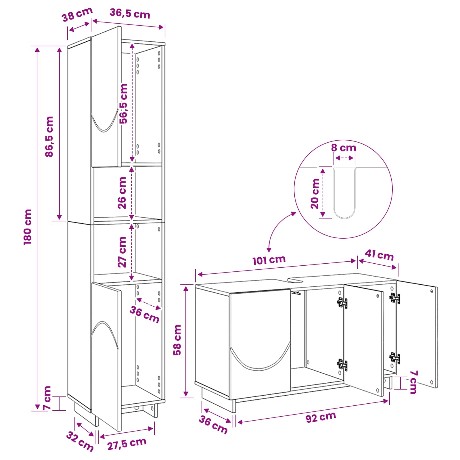 Bathroom Cabinet Set 2 pcs Sonoma Oak Engineered Wood