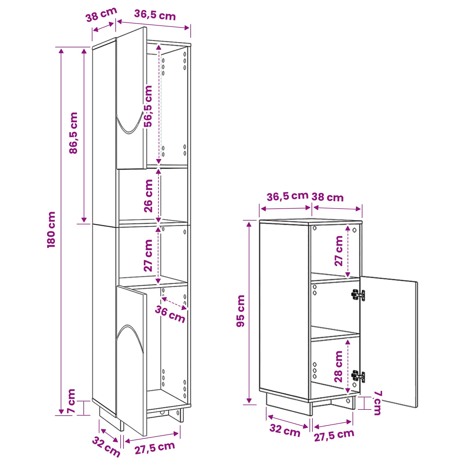 Bathroom Cabinet Set 2 pcs White Engineered Wood