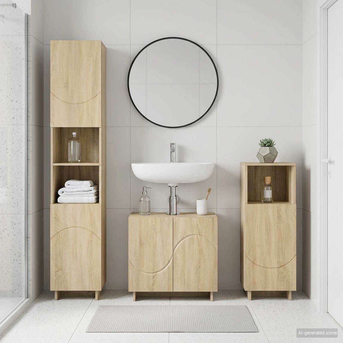 Bathroom Cabinet Set 2 pcs Sonoma Oak Engineered Wood