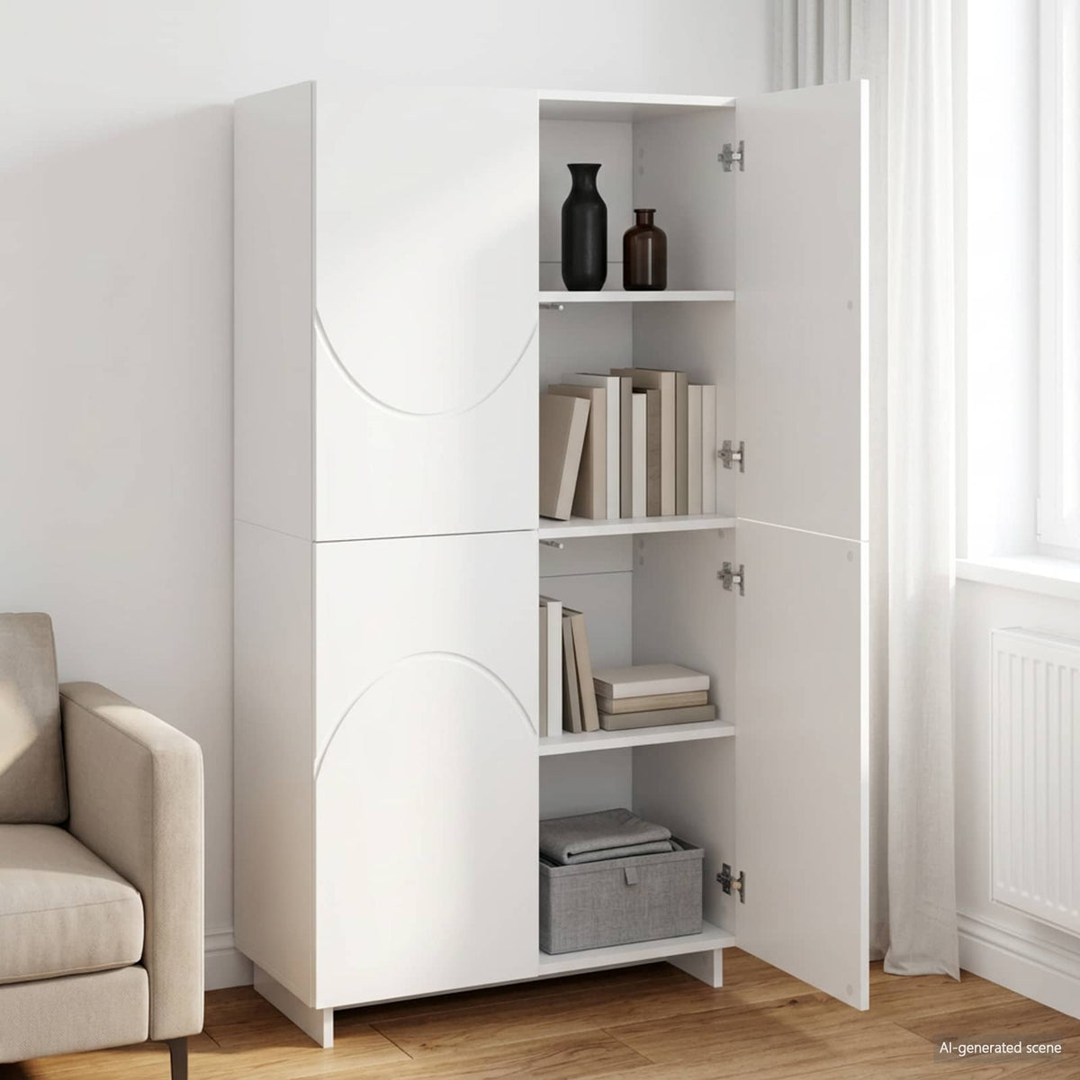 Highboard White 79 x 41 x 151 cm Engineered Wood