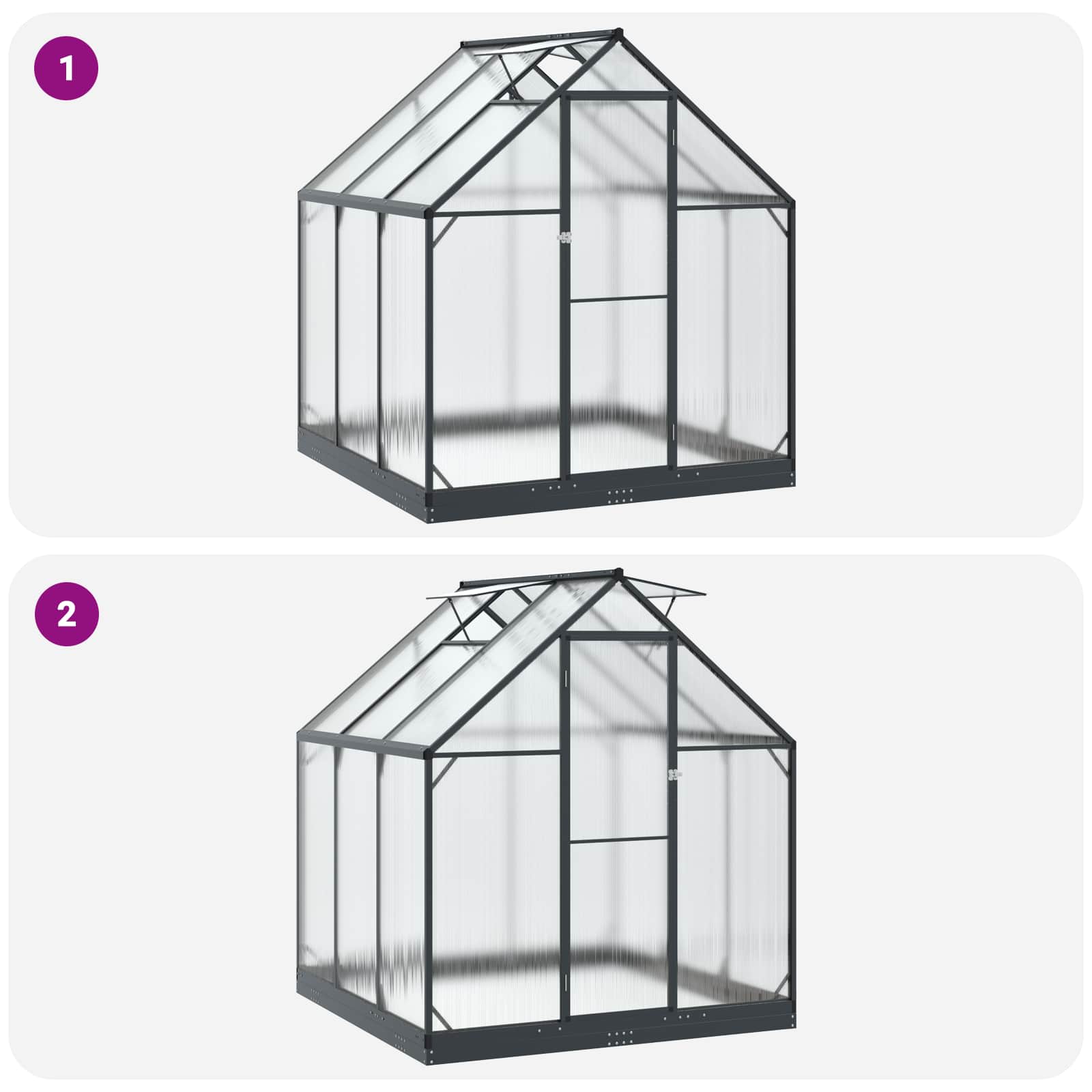 Garden Greenhouse with Door Anthracite 183.5 x 183.5 x 207 cm