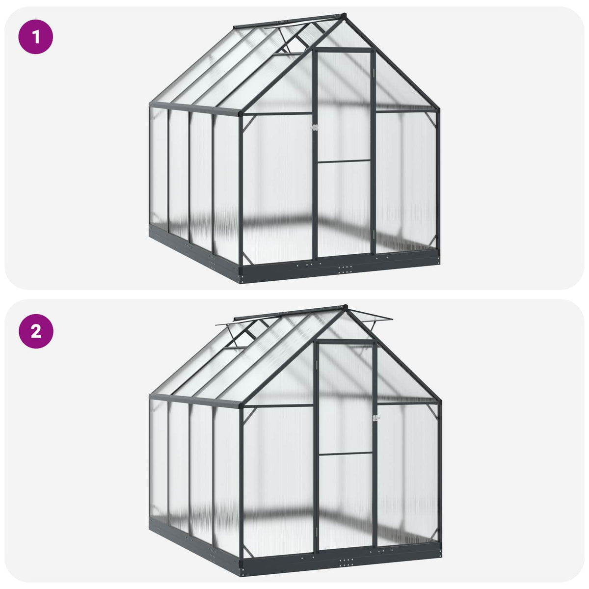 Garden Greenhouse with Door Anthracite 183.5 x 243.5 x 207 cm