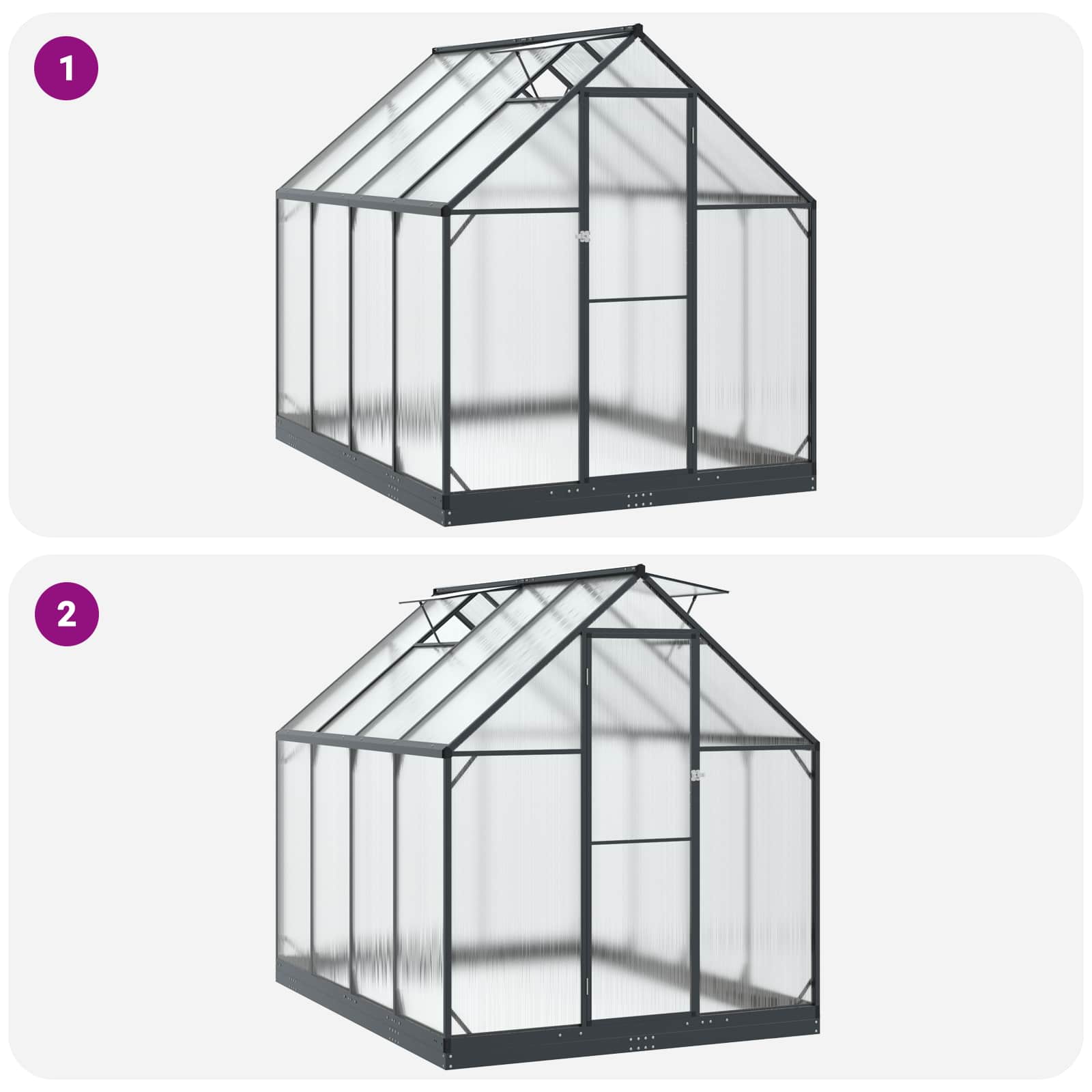 Garden Greenhouse with Door Anthracite 183.5 x 243.5 x 207 cm