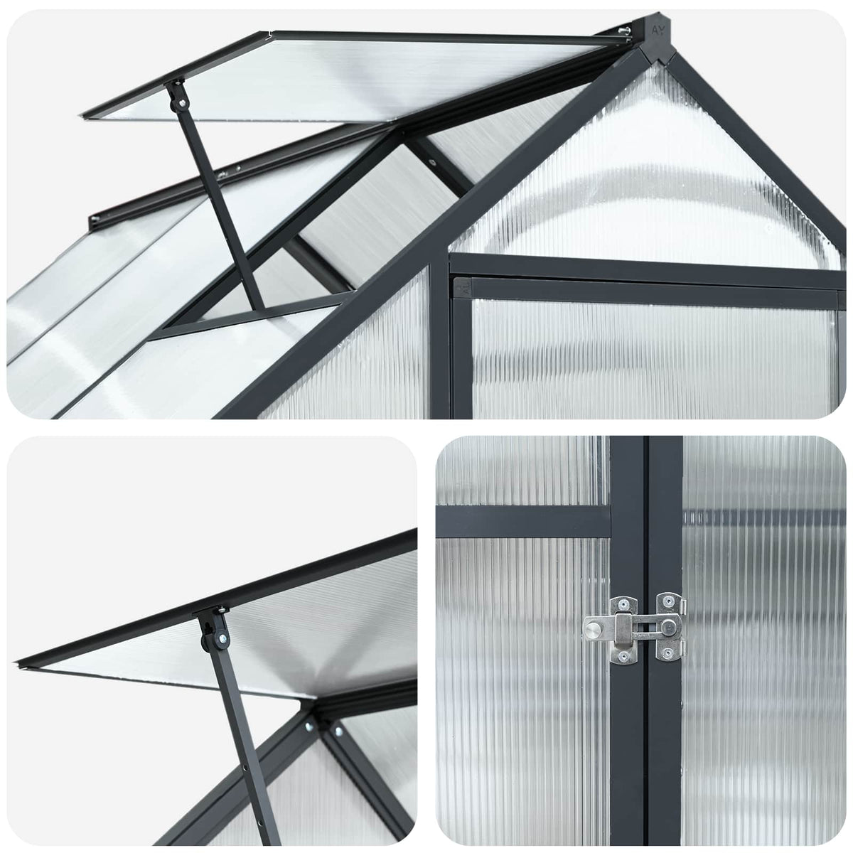 Garden Greenhouse with Door Anthracite 183.5 x 423.5 x 207 cm