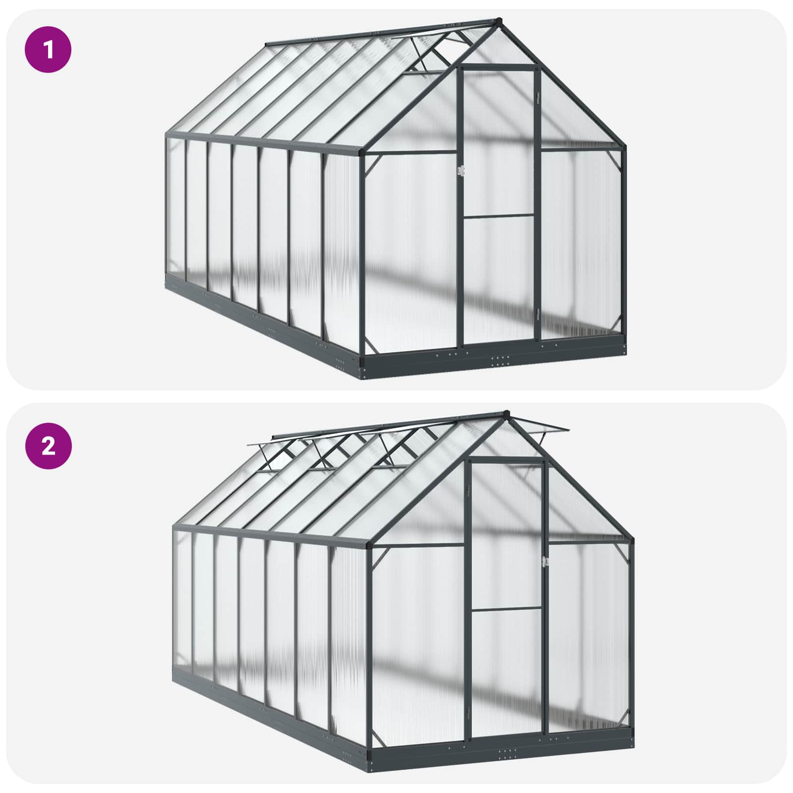 Garden Greenhouse with Door Anthracite 183.5 x 423.5 x 207 cm