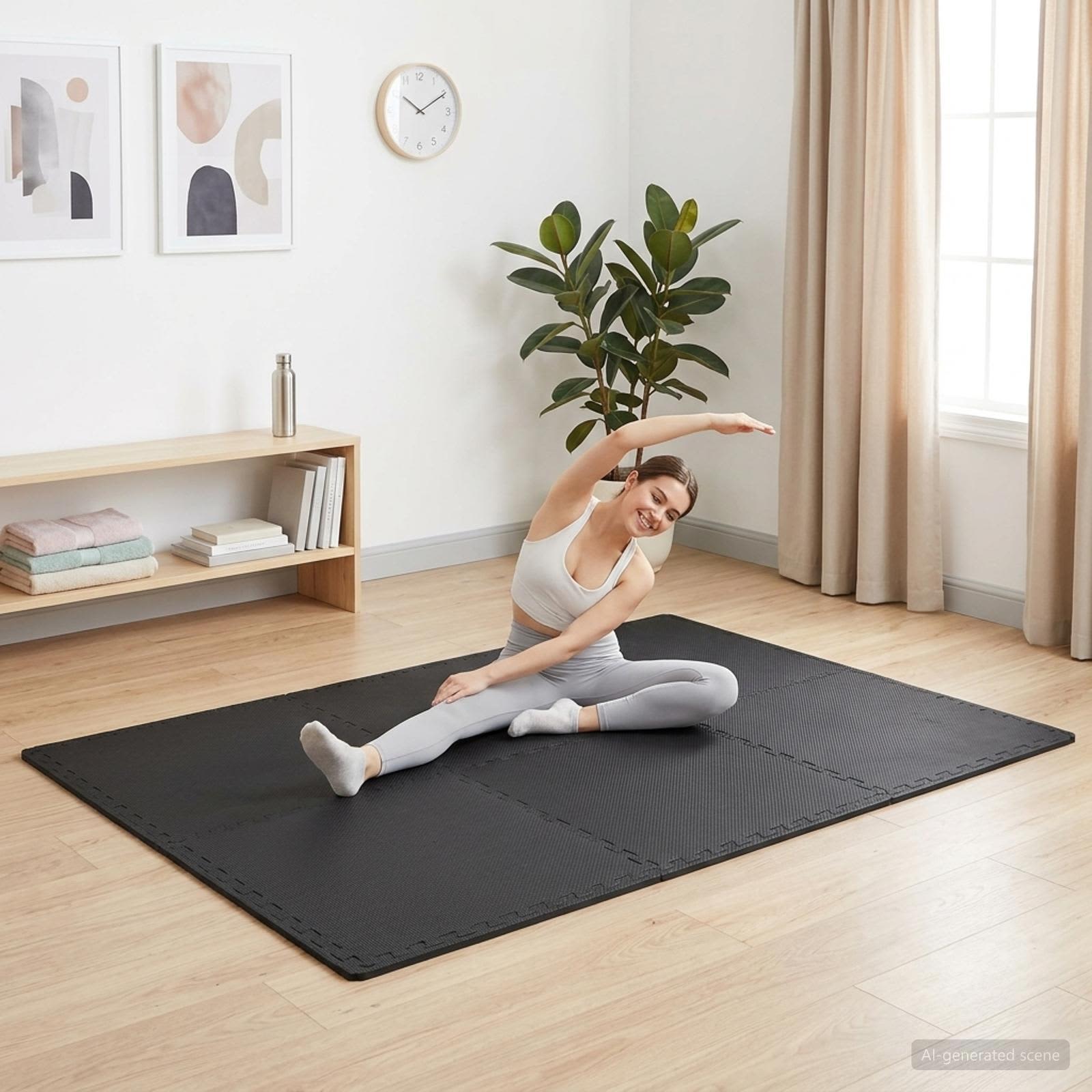Pool Ground Mat 24 pcs Black 8.64 ㎡ EVA Foam