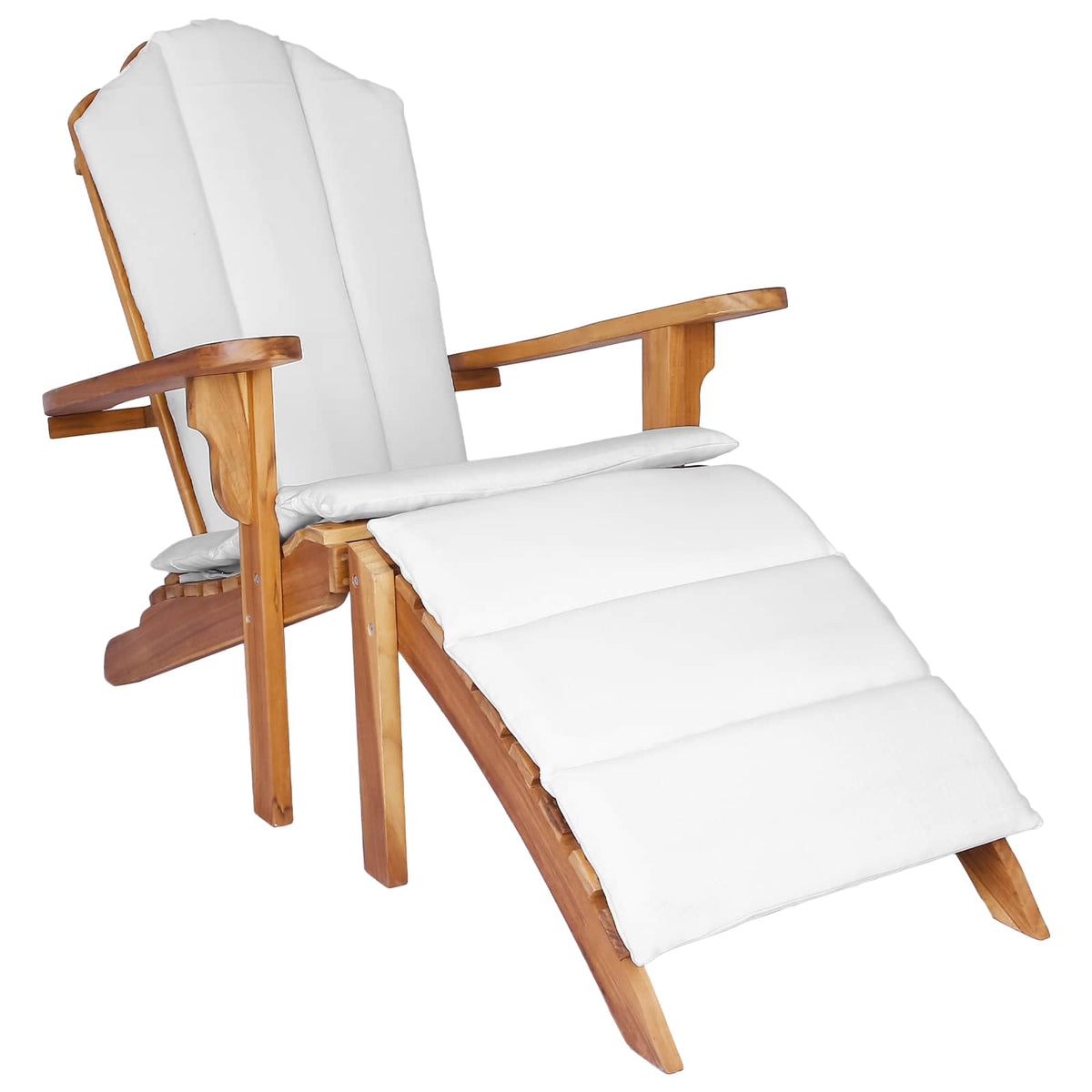 Garden Adirondack Chair with Footrest Natural Solid Teak Wood