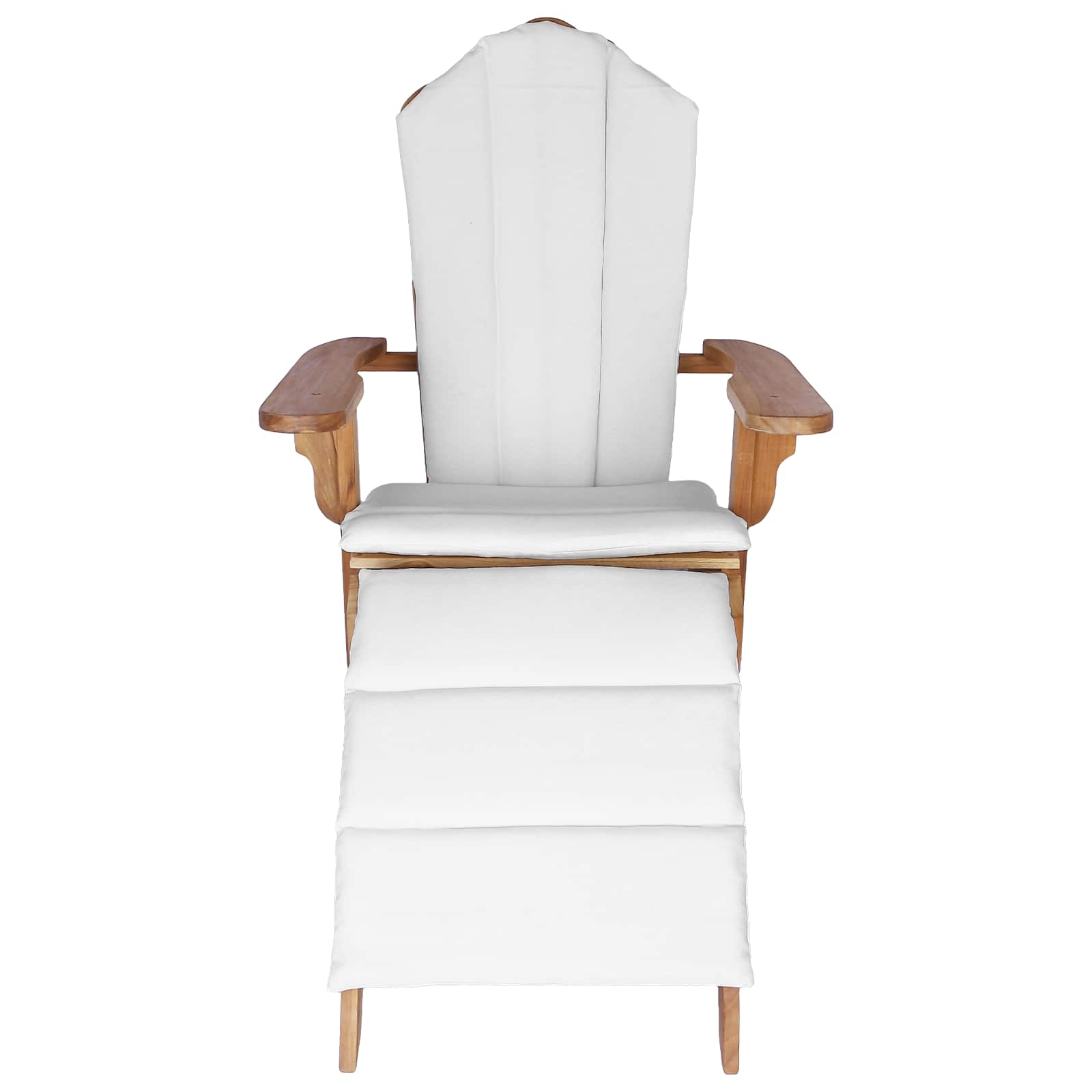 Garden Adirondack Chair with Footrest Natural Solid Teak Wood