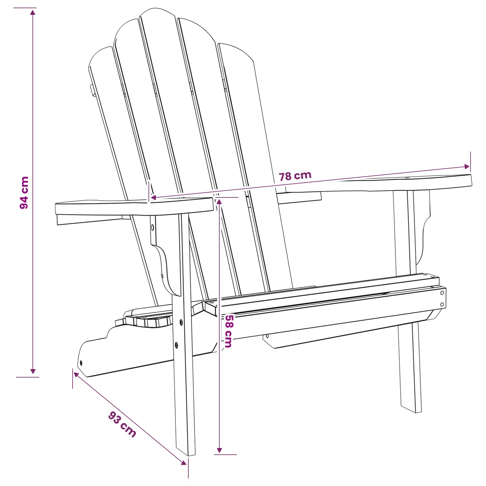 Garden Adirondack Chair Natural Solid Teak Wood