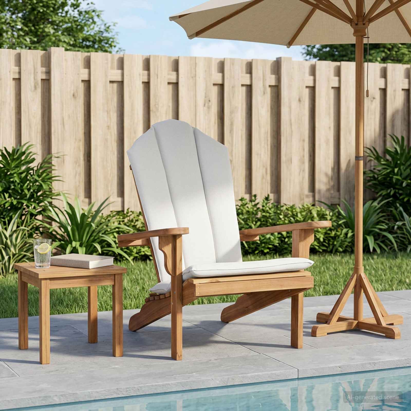 Garden Adirondack Chair Natural Solid Teak Wood