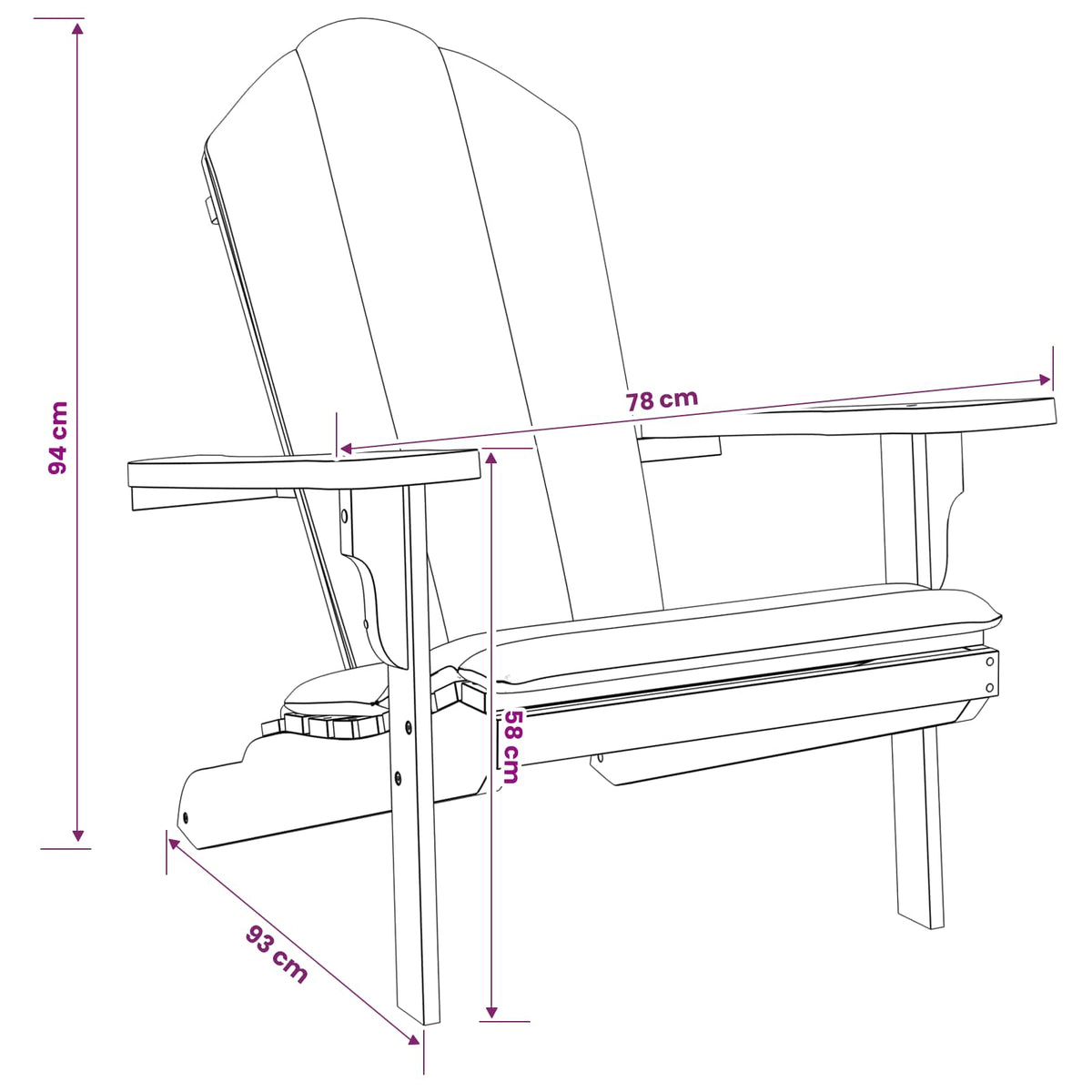 Garden Adirondack Chair Natural Solid Teak Wood