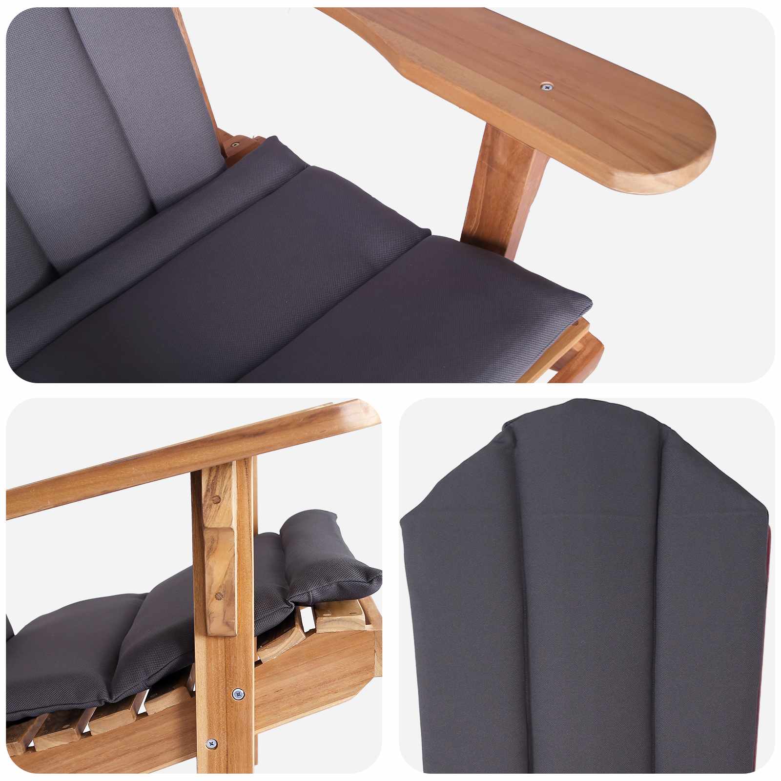 Garden Adirondack Chair Natural Solid Teak Wood