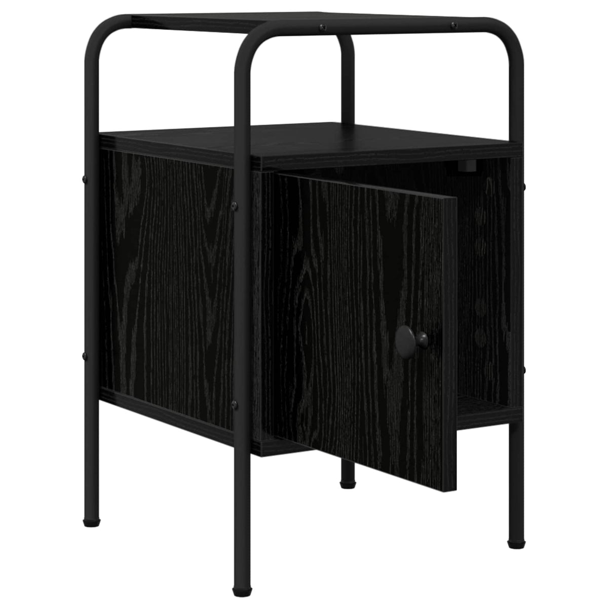 Bedside Cabinet Black Oak Engineered Wood
