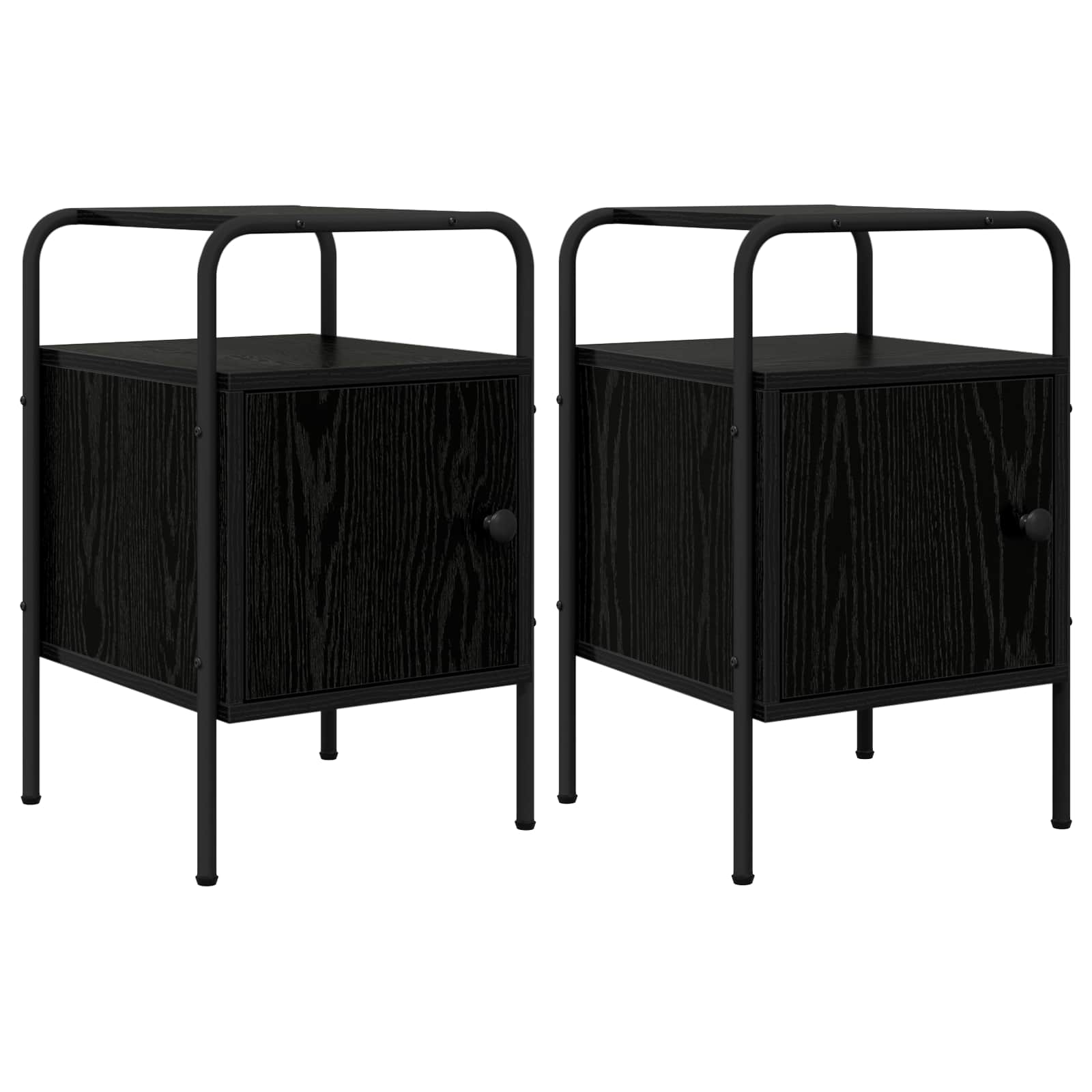 Bedside Cabinet 2 pcs Black Oak Engineered Wood