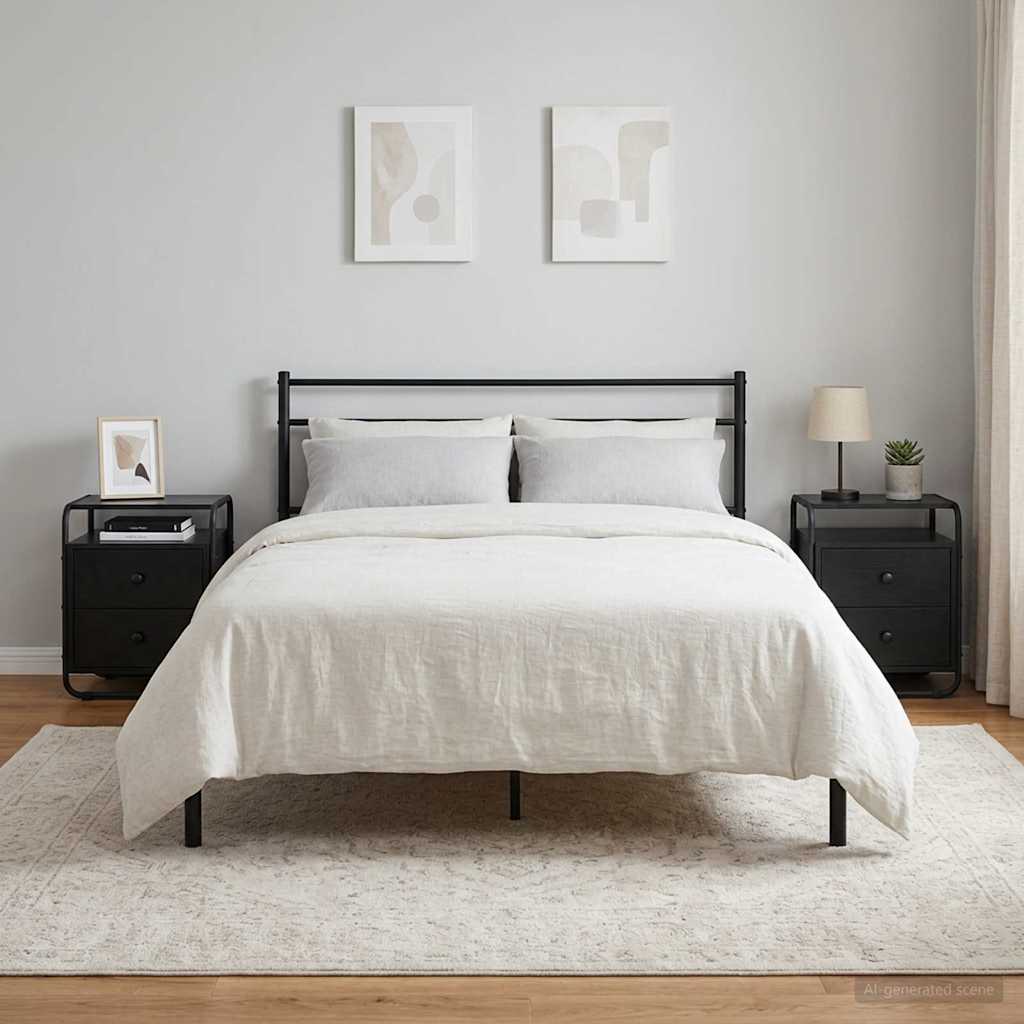 Bedside Cabinet 2 pcs Black Oak Engineered Wood