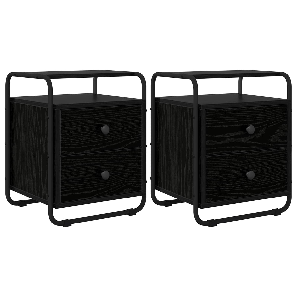 Bedside Cabinet 2 pcs Black Oak Engineered Wood