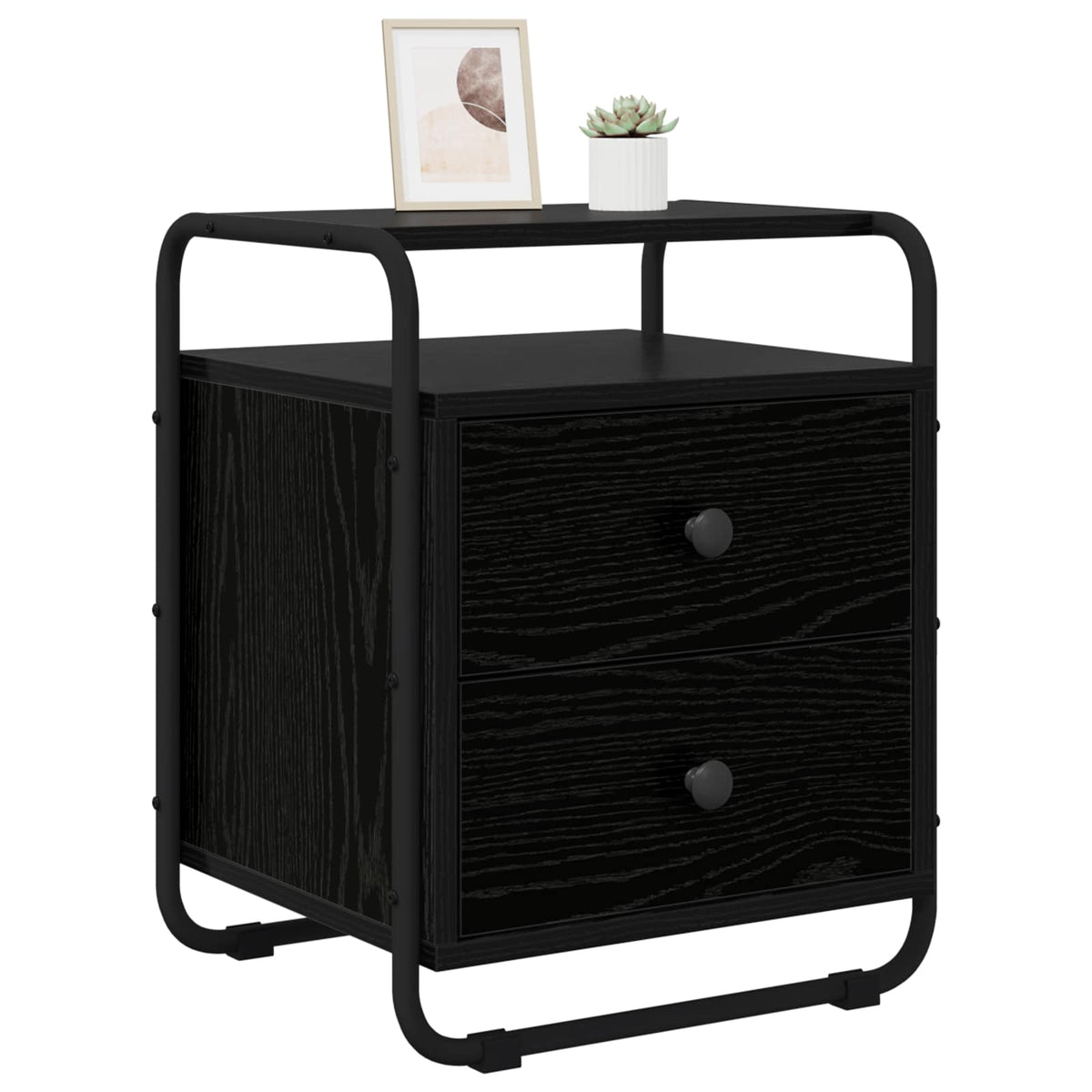 Bedside Cabinet 2 pcs Black Oak Engineered Wood