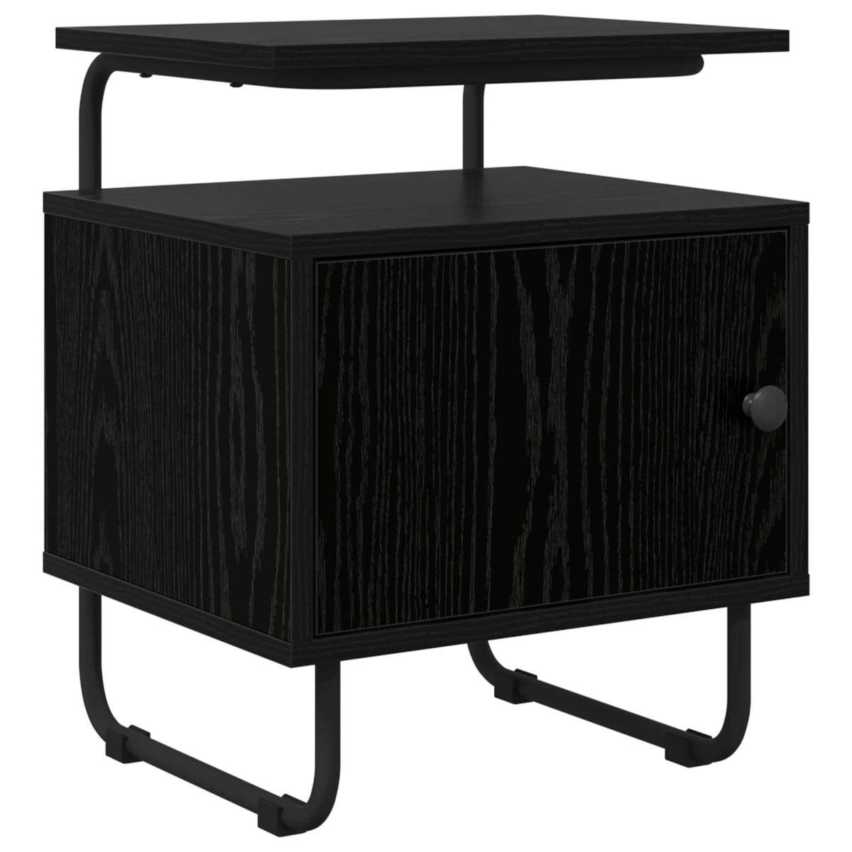 Bedside Cabinet Black Oak Engineered Wood