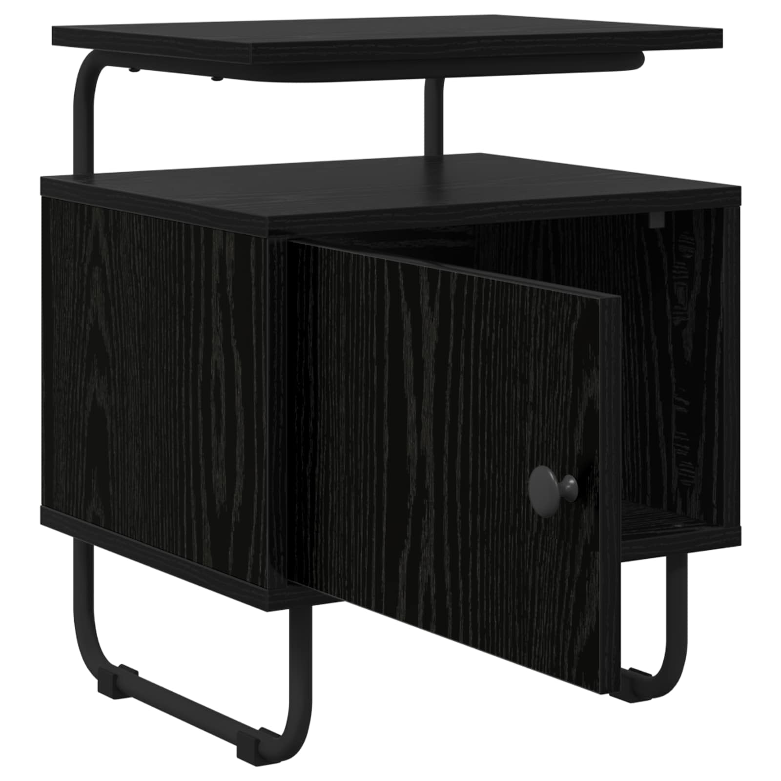 Bedside Cabinet Black Oak Engineered Wood