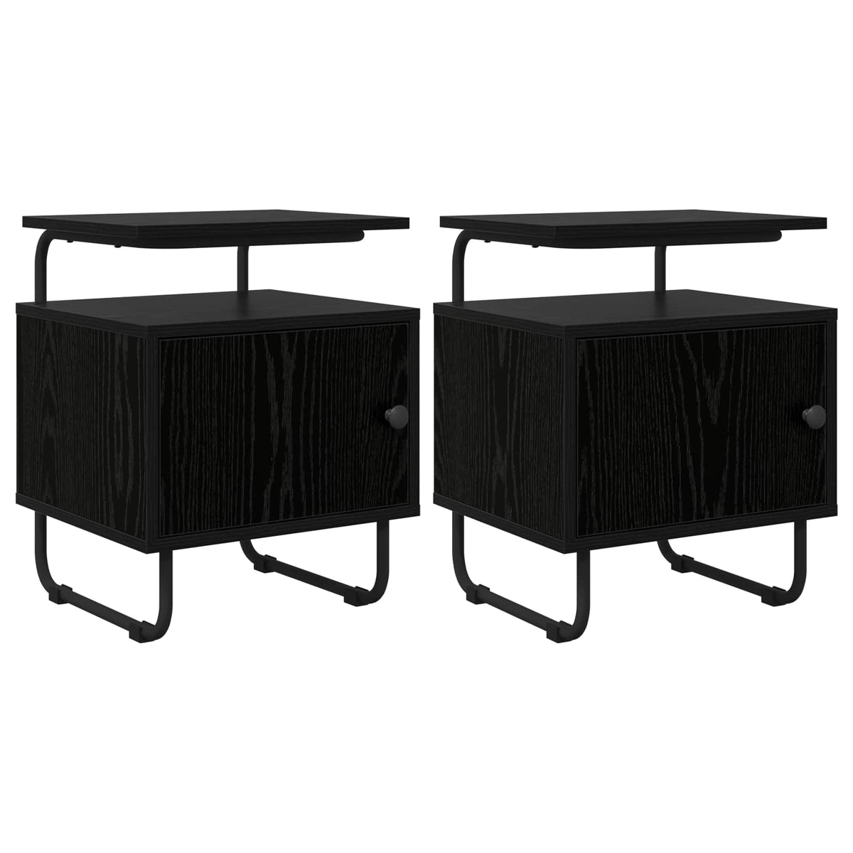 Bedside Cabinet 2 pcs Black Oak Engineered Wood