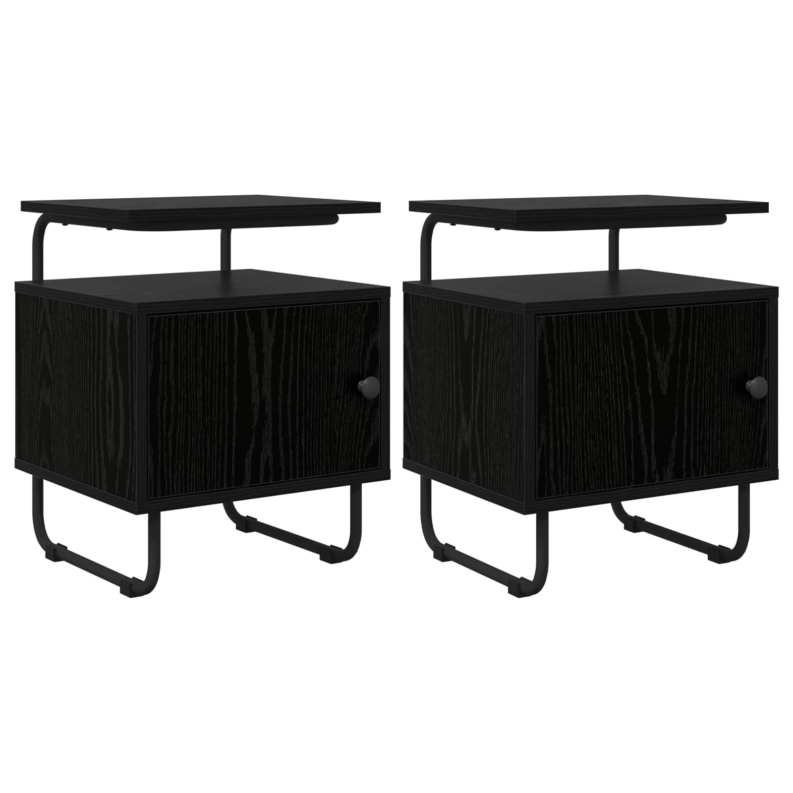 Bedside Cabinet 2 pcs Black Oak Engineered Wood