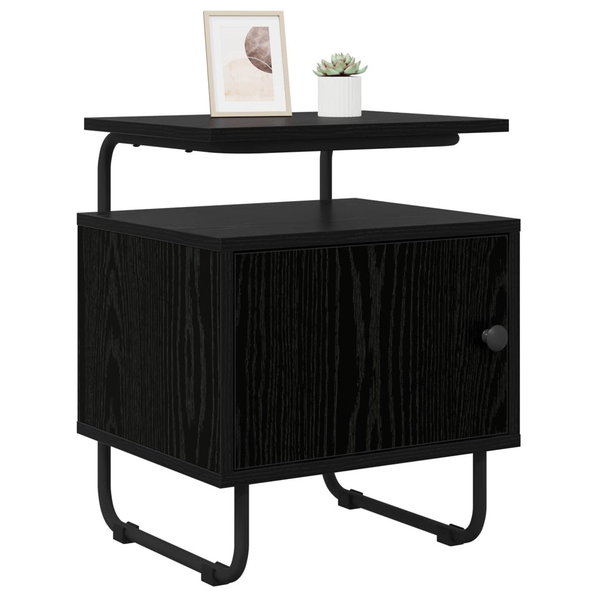 Bedside Cabinet 2 pcs Black Oak Engineered Wood