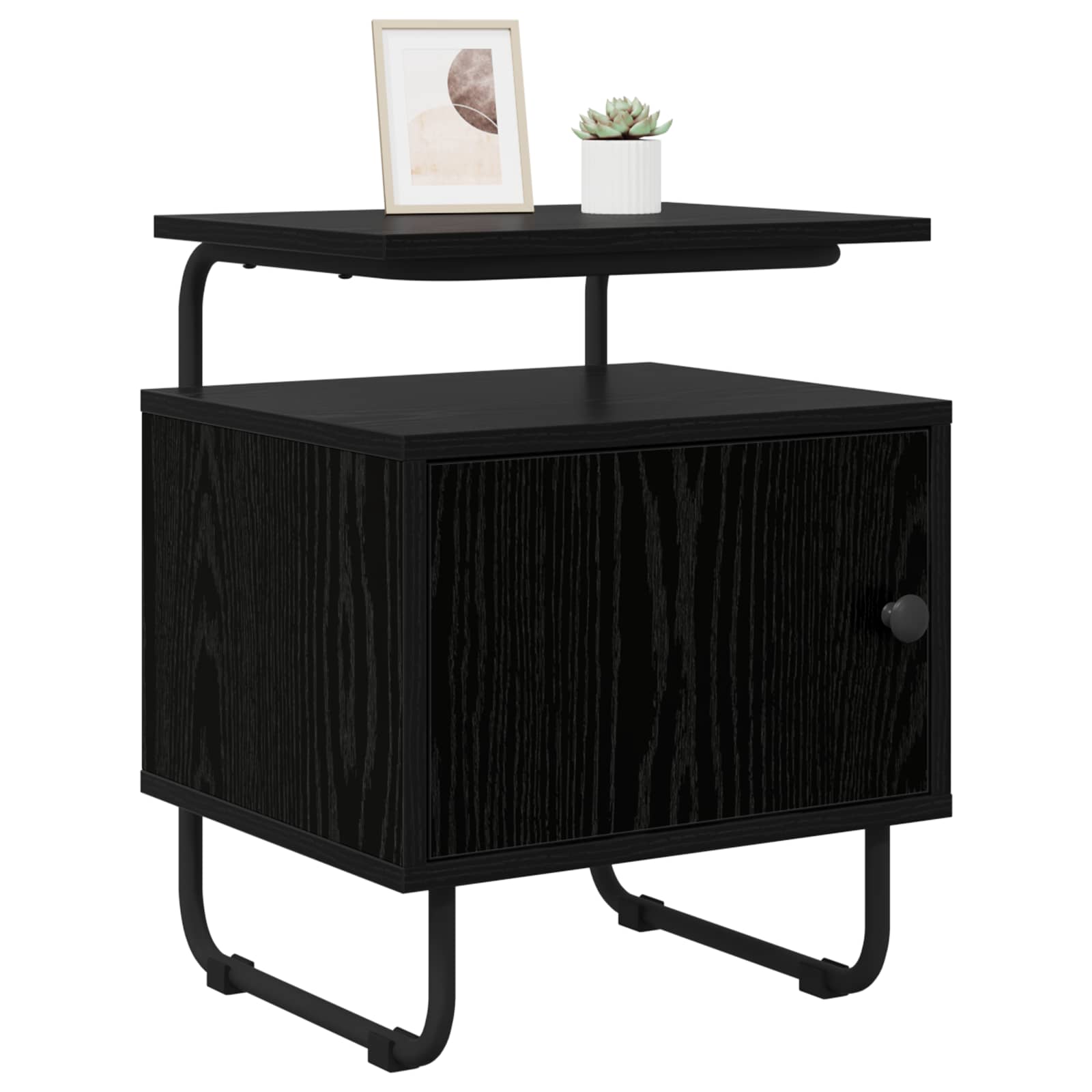 Bedside Cabinet 2 pcs Black Oak Engineered Wood