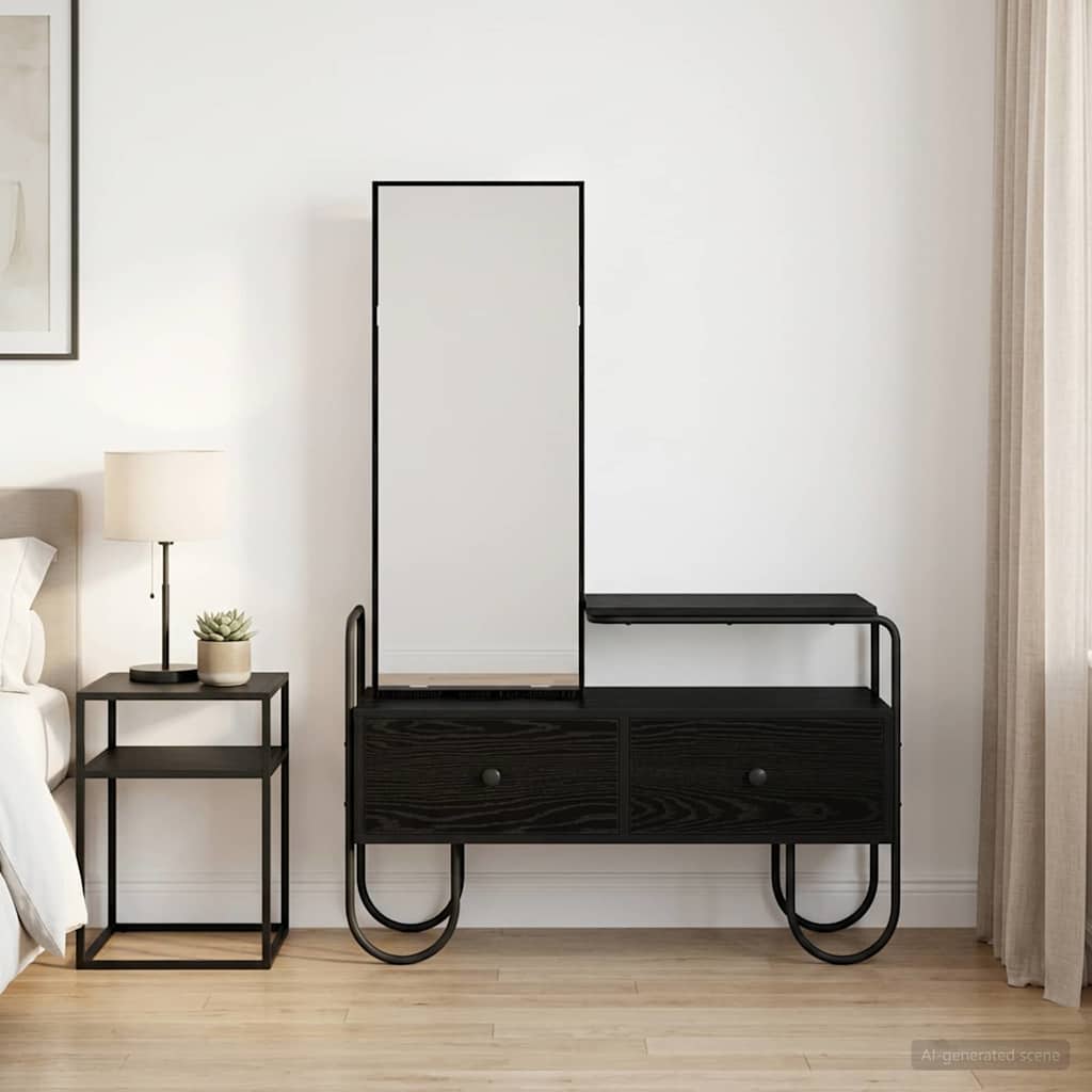 Dressing Table with Drawer with Shelf Black Oak Engineered Wood