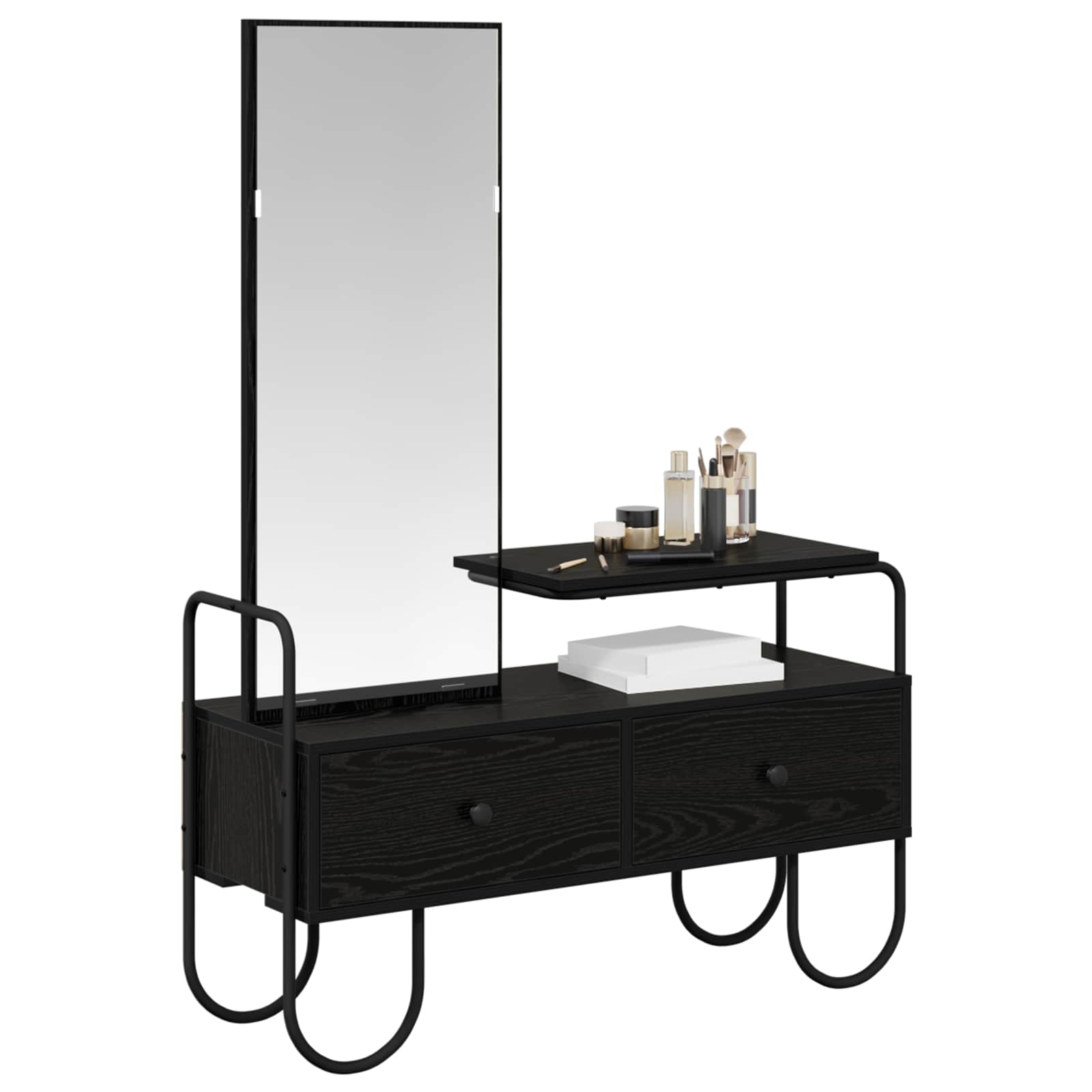 Dressing Table with Drawer with Shelf Black Oak Engineered Wood
