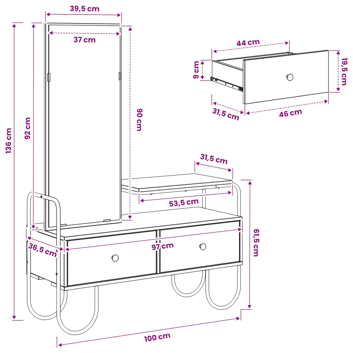 Dressing Table with Drawer Sonoma Oak Engineered Wood