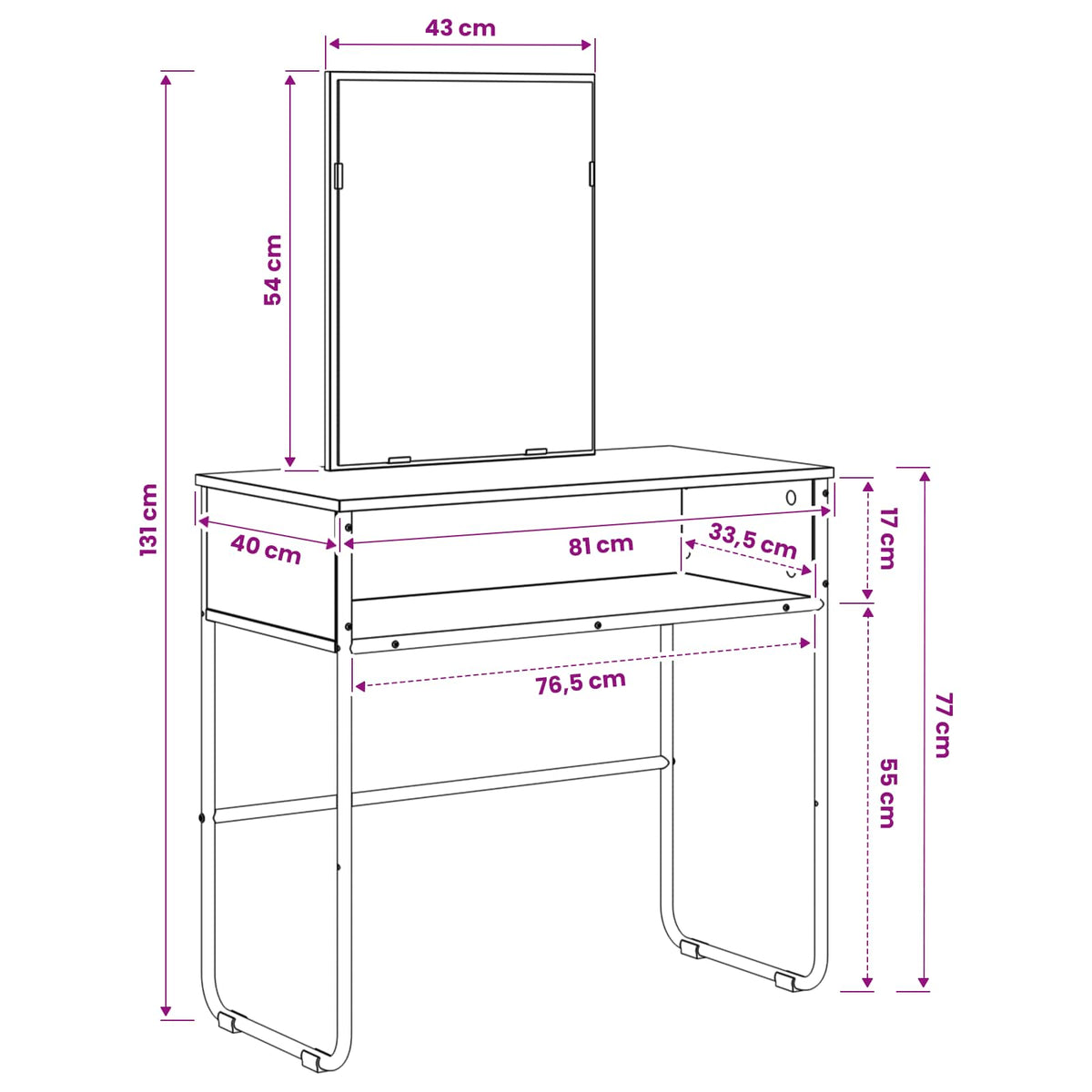 Dressing Table Artisan Oak 81 x 40 x 131 cm Engineered Wood