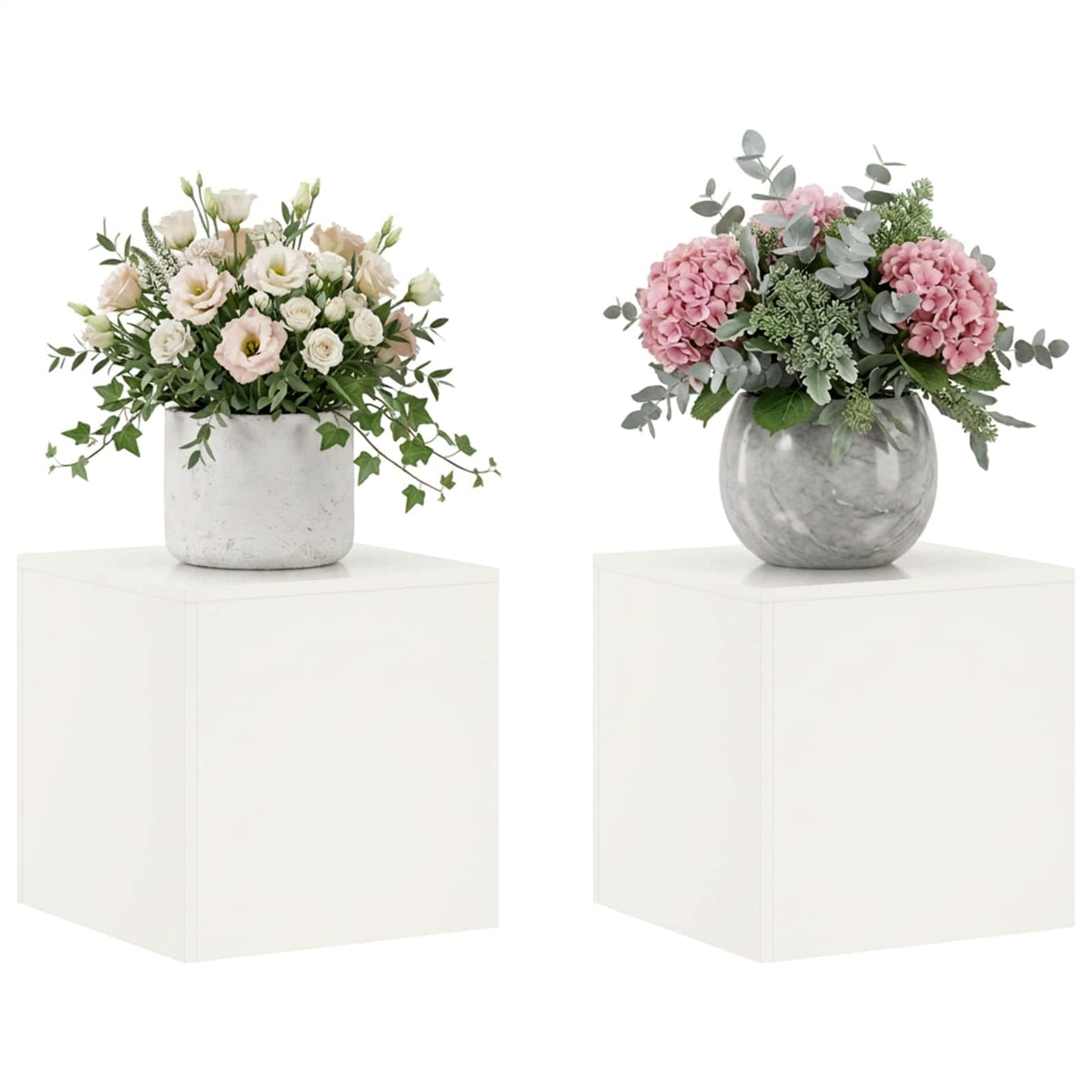 Plant Stand 2 pcs White 40 x 40 x 40 cm Steel