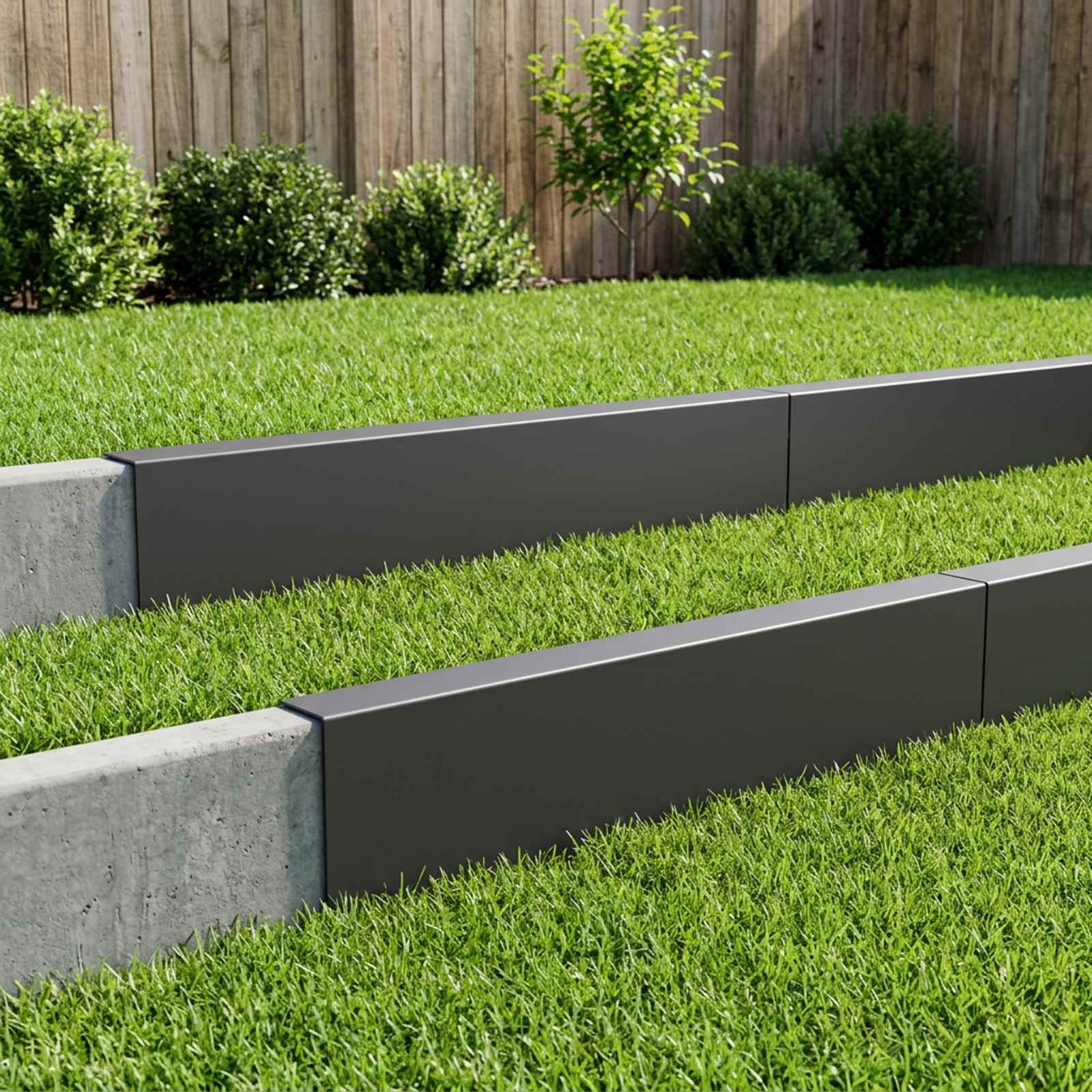 Garden Edging Cover 10 pcs 100 x 5 x 15 cm Steel Black